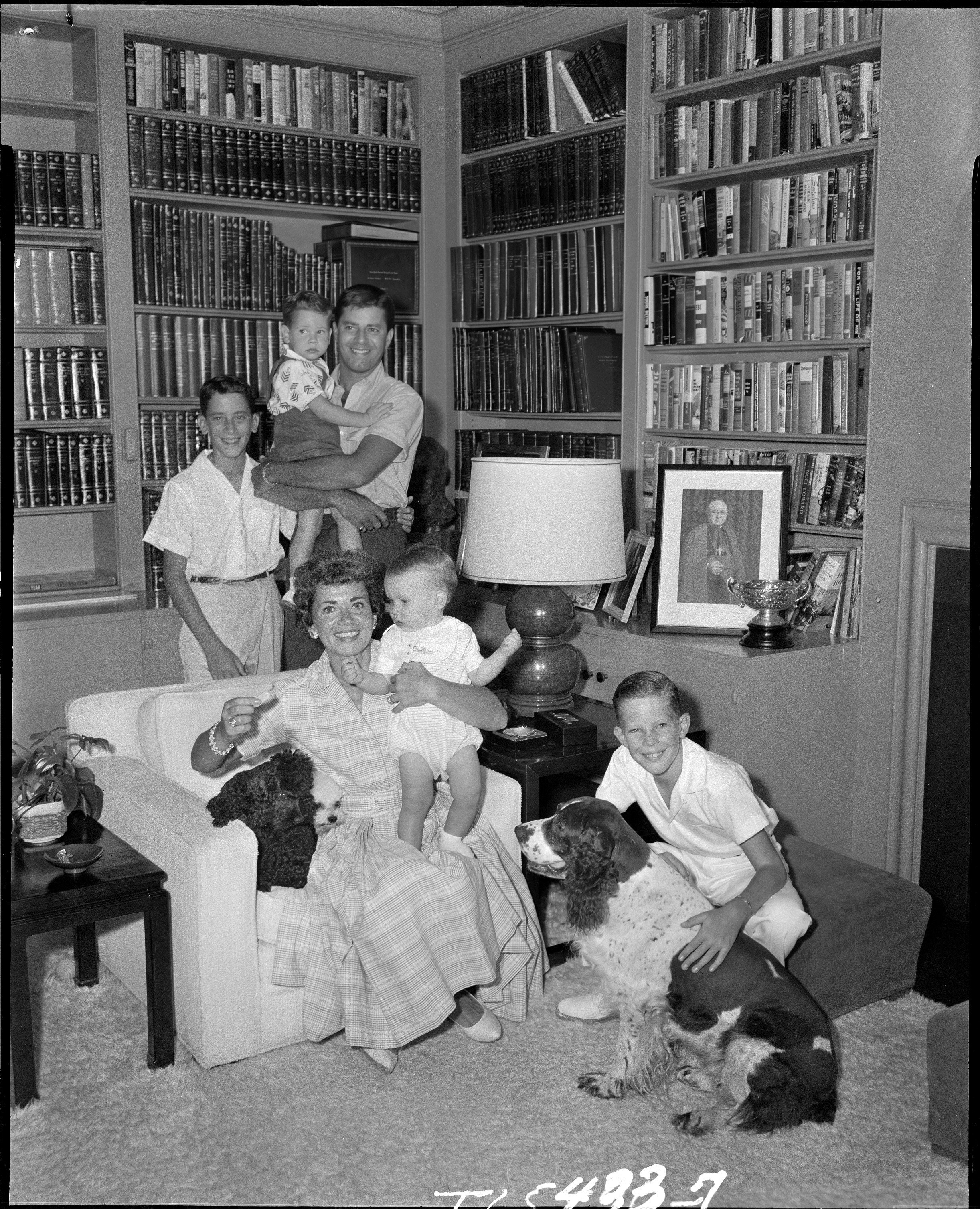 Jerry Lewis at home with his wife, Patti Palmer, and their sons pictured for Person To Person on September 26, 1958 in Los Angeles. / Source: Getty Images