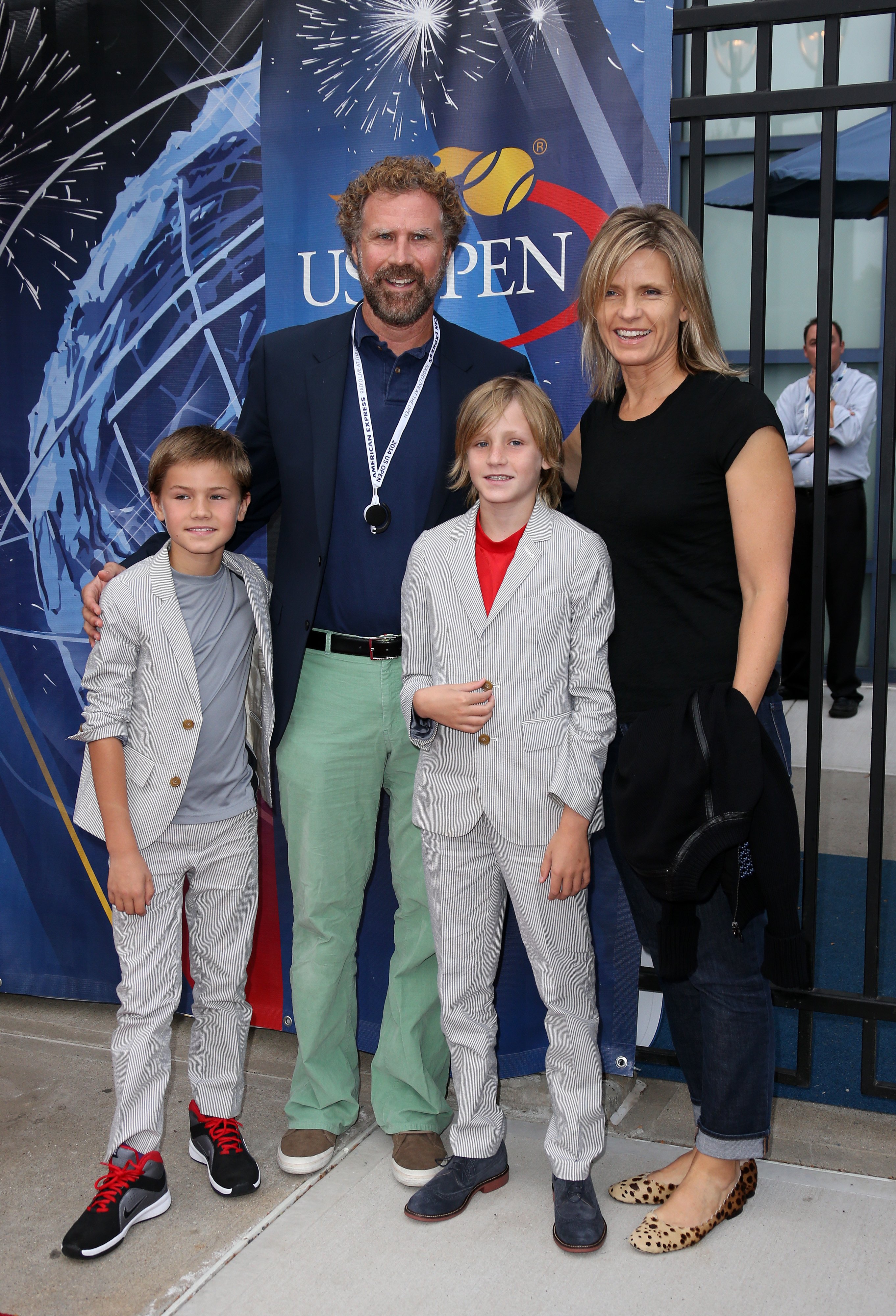 Will Ferrell, his wife Viveca Paulin, and their sons Mattias and Magnus Ferrell attend the 2014 US Open at USTA Billie Jean King National Tennis Center on August 30, 2014, in New York City. | Source: Getty Images