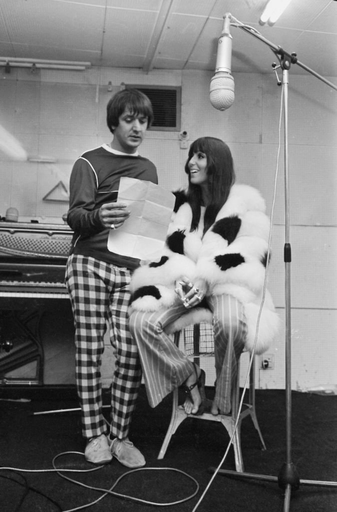  Sonny Bono (1935 - 1998) and Cher, in a recording studio | Getty Images