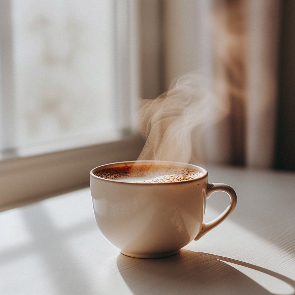 A cup of coffee on a table | Source: Midjourney