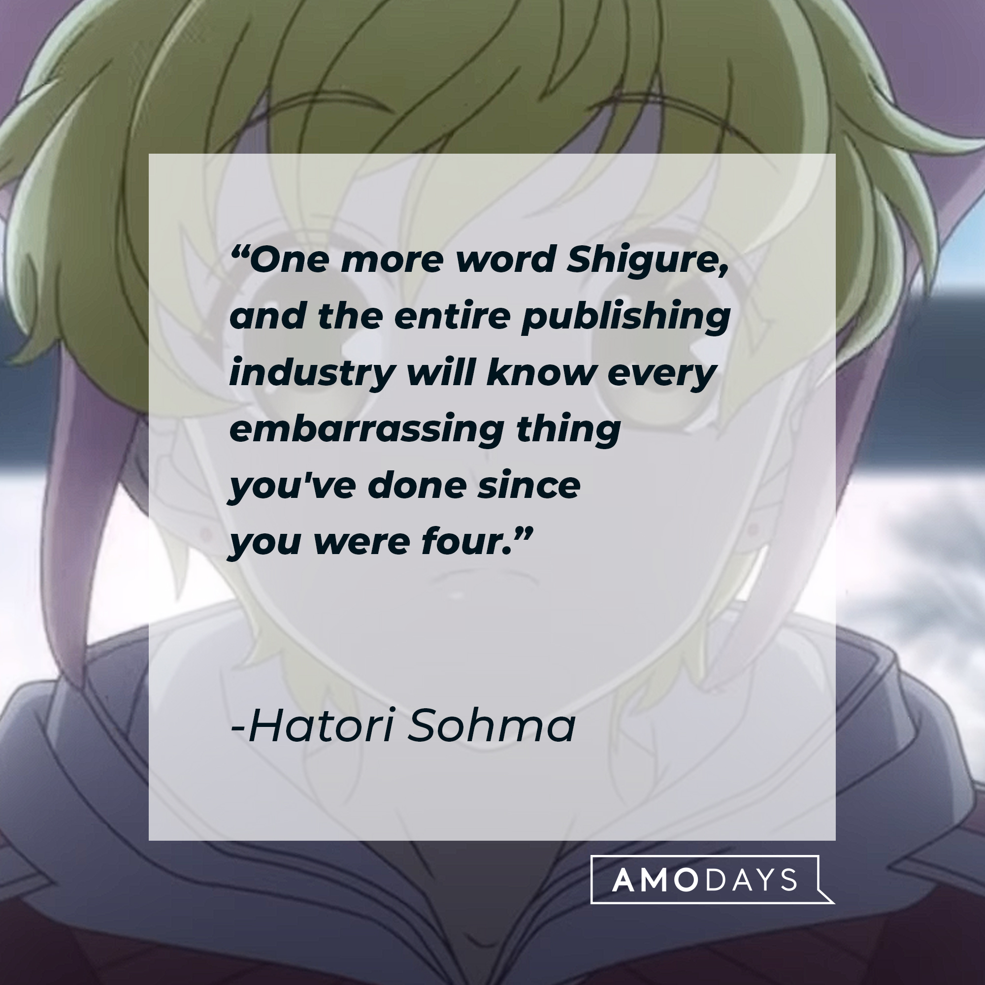 Hatori Sohma's quote: "One more word Shigure, and the entire publishing industry will know every embarrassing thing you've done since you were four." | Image: youtube.com/Crunchyroll Collection
