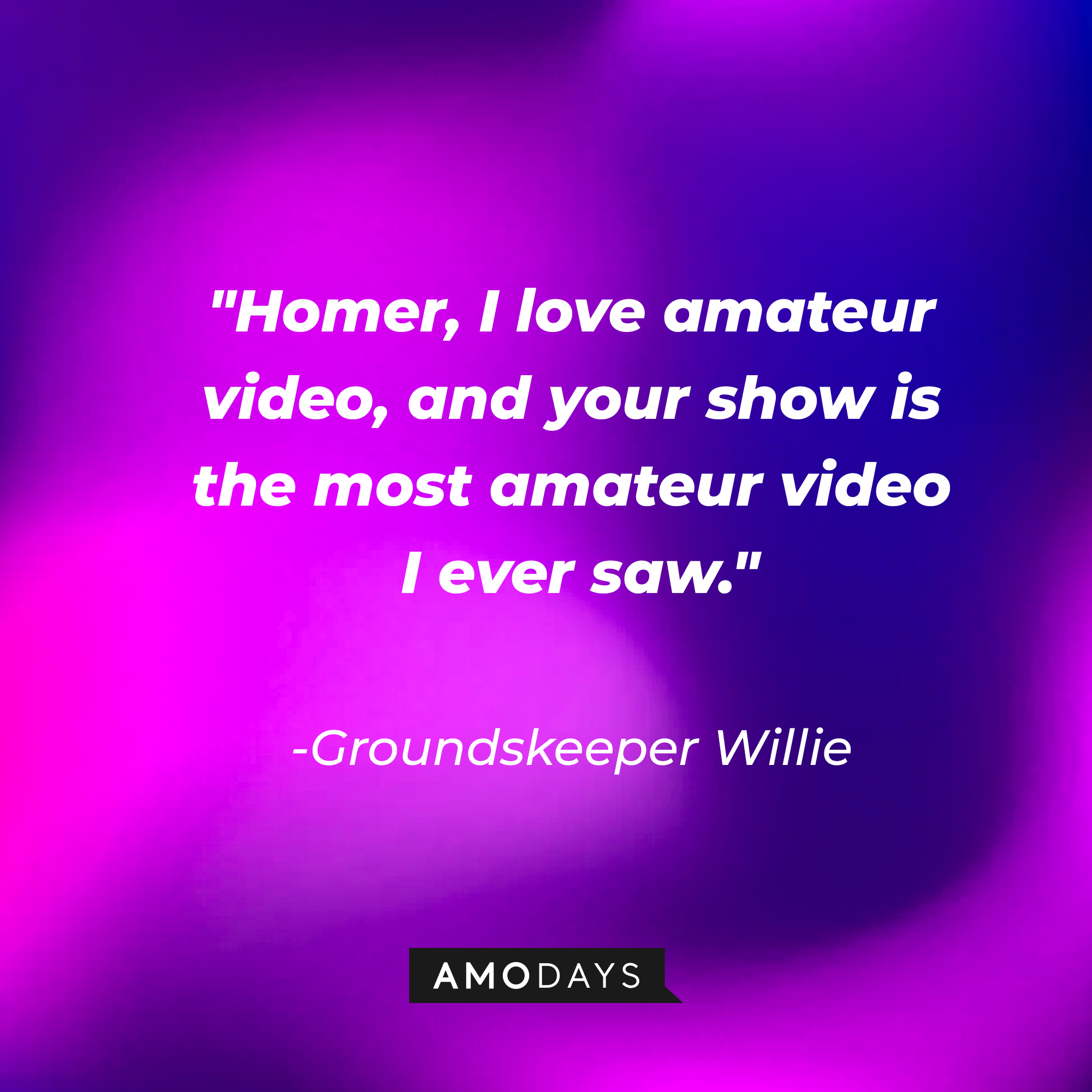 Groundskeeper Willie's quote: "Homer, I love amateur video, and your show is the most amateur video I ever saw." | Source: AmoDays