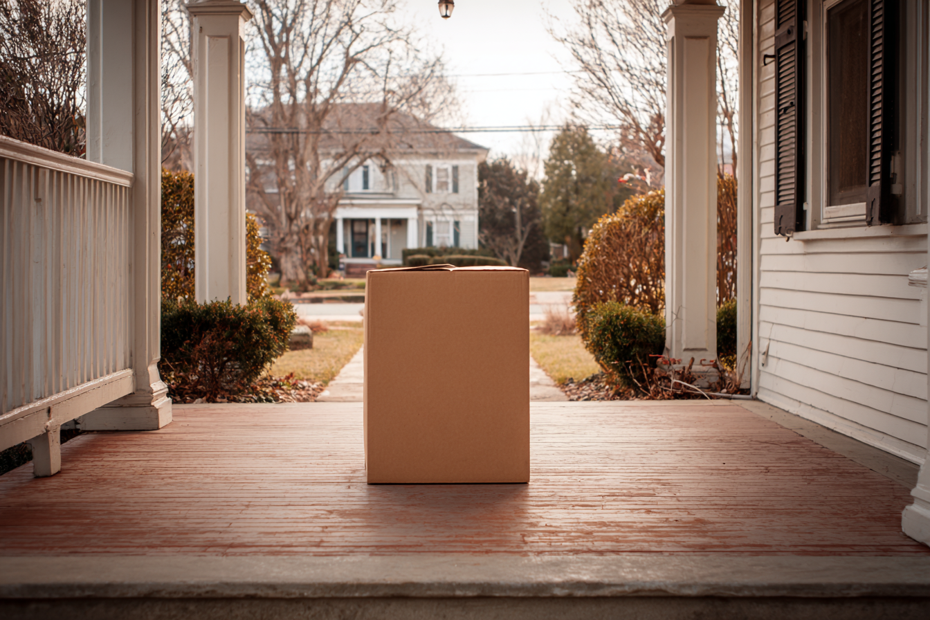 A cardboard box on a porch | Source: Midjourney