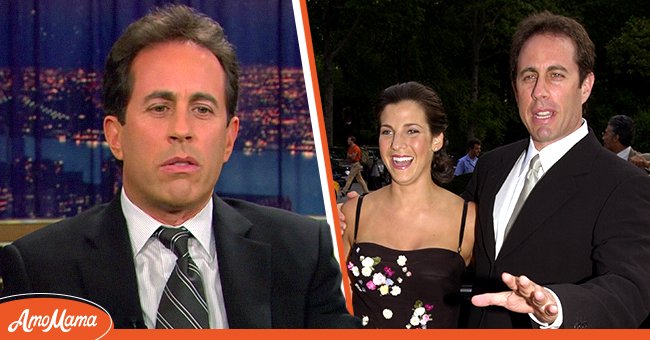 Jerry Seinfeld during an interview with Conan O'Brien in 2007 [Left] Jerry Seinfeld and his wife Jessica pictured at The Fresh Air Fund Salutes American Heroes, 2000, New York City. | Photo: YouTube/Team Coco & Getty Images