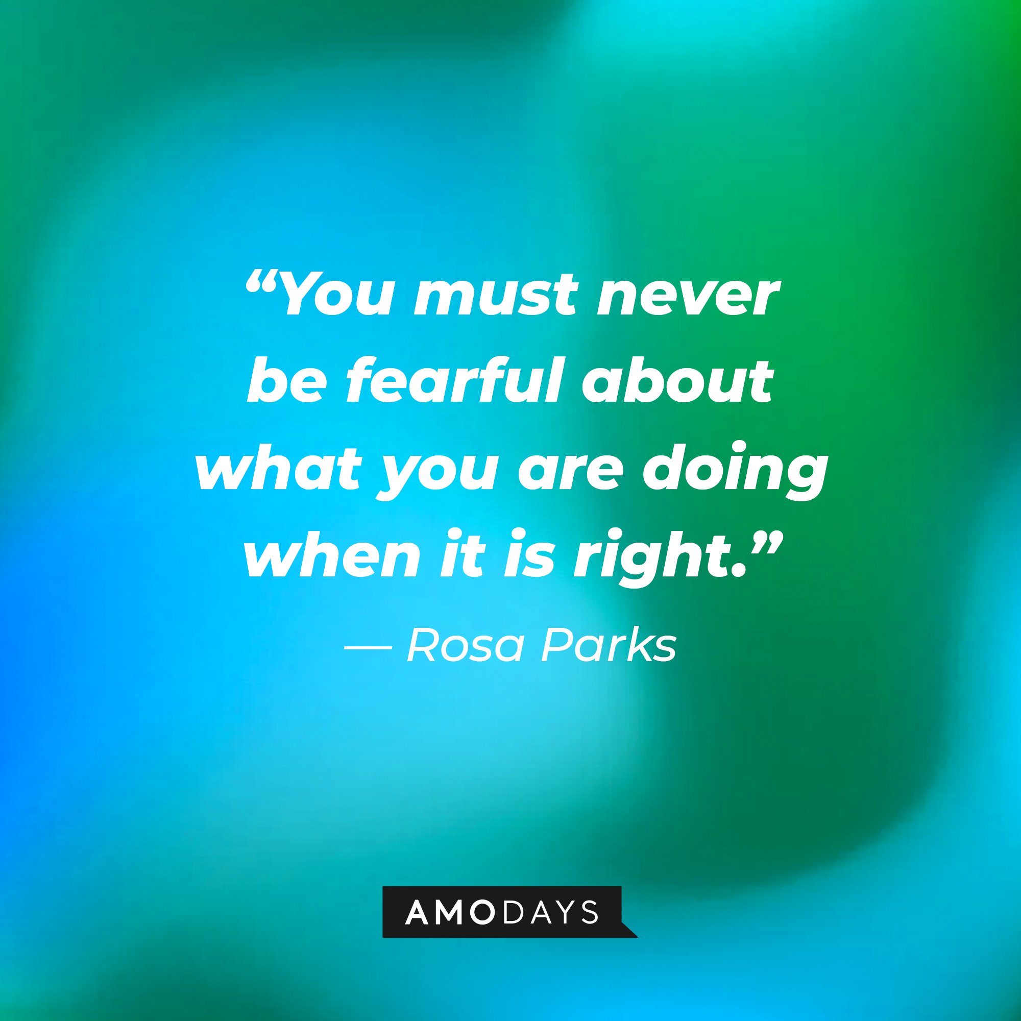 Rosa Parks’ quote: "You must never be fearful about what you are doing when it is right." | Image: AmoDays