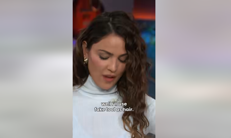 Eiza González humorously admits she couldn't match Brooke Shields' iconic hair, so she improvised with fake fabric. | Source: Facebook/KellyClarksonShow