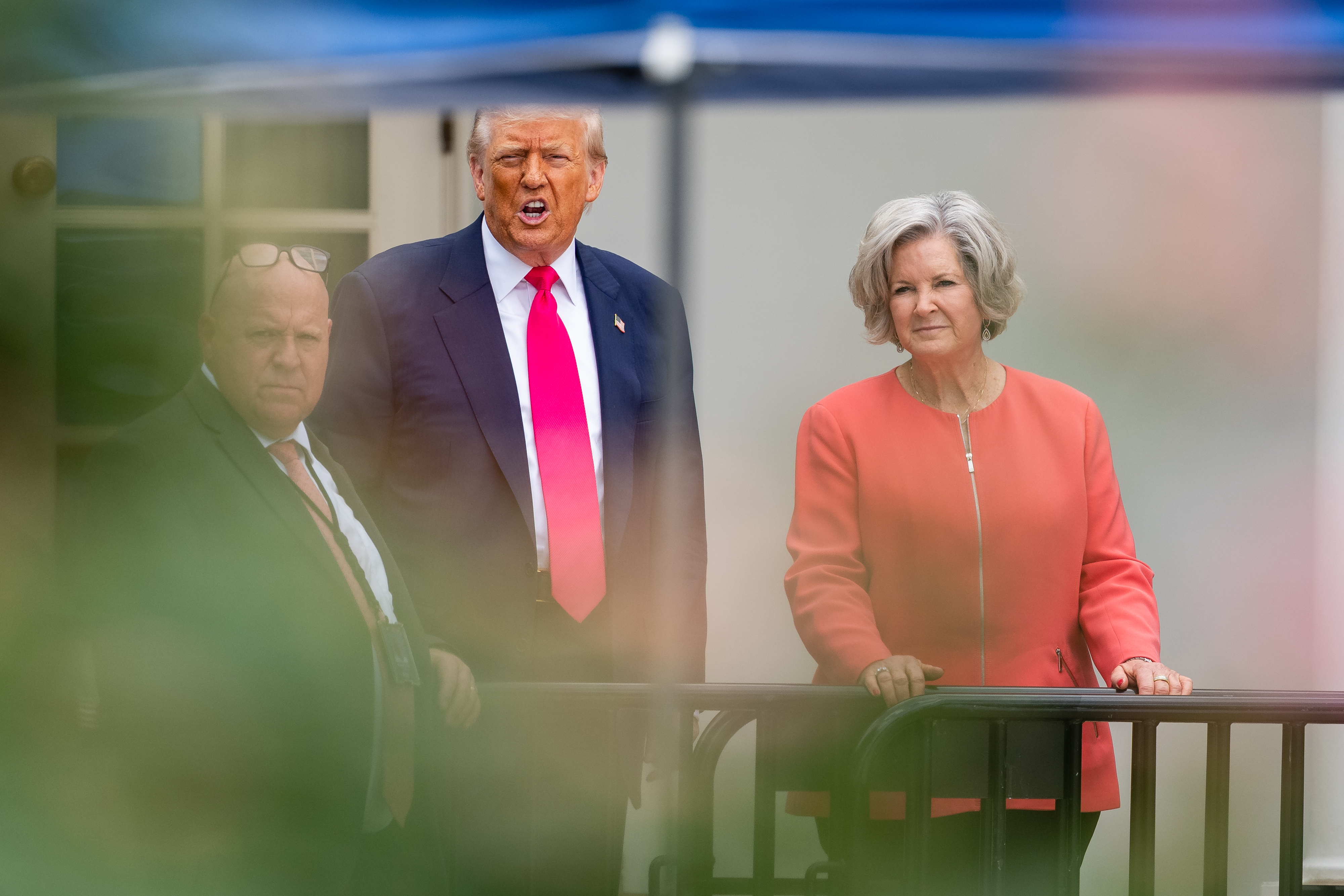 Susie Wiles joins President Donald Trump and officials as they inspect Rose Garden construction at the White House on July 15, 2025 | Source: Getty Images