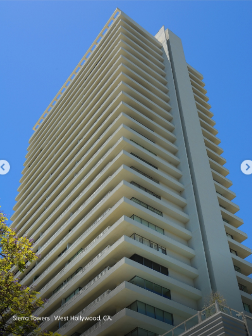 A view of the Sierra Towers where Ozzy and Sharon Osbourne had a condo in West Hollywood, California, on November 10, 2025 | Source: Instagram/carolwoodrealestate