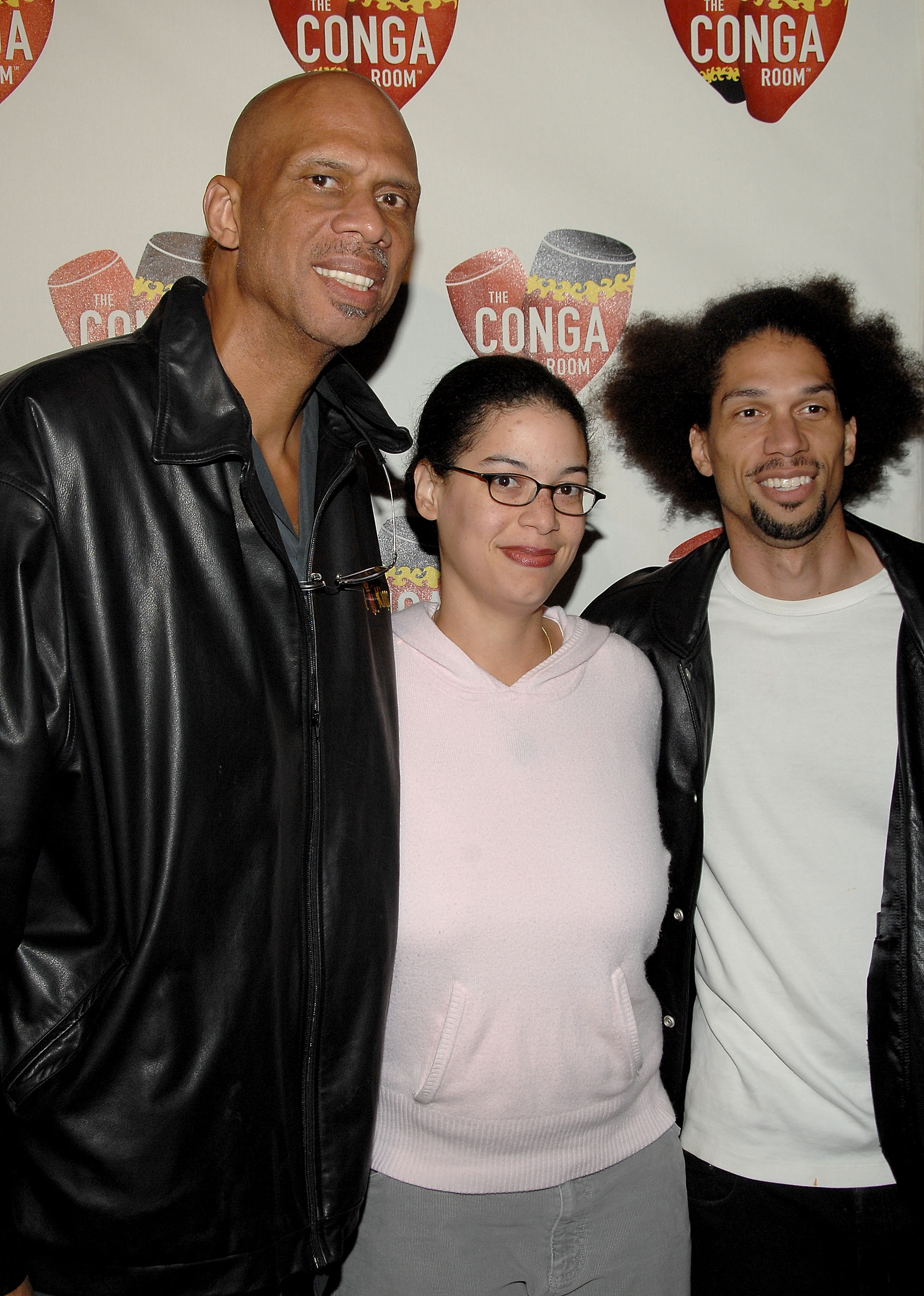 Kareem Abdul-Jabbar, Sultana Alcindor, and Kareem Abdul-Jabbar Jr. at the grand opening of the Conga Room on December 10, 2008, in Los Angeles, California. | Source: Getty Images