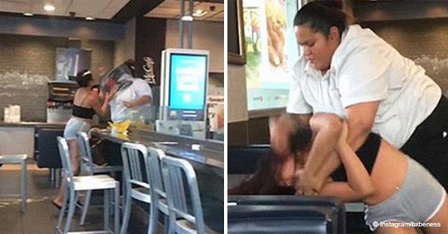 McDonald's worker seen slamming customer who threw milkshake at her in brutal footage