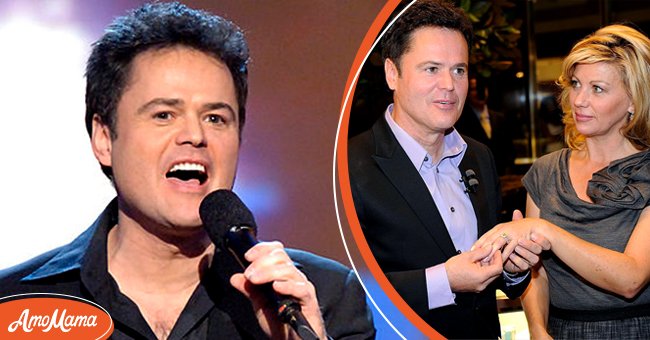 (L) Donny Osmond singing onstage at the 4th Annual TV Land Awards. (R) Entertainer Donny Osmond and his wife Debbie Osmond look at Tiffany & Co. engagement rings as 10 couples simultaneously get engaged at 10:10 am at The Forum Shops at Caesars on October 10, 2010 in Las Vegas, Nevada | Photo: Getty Images