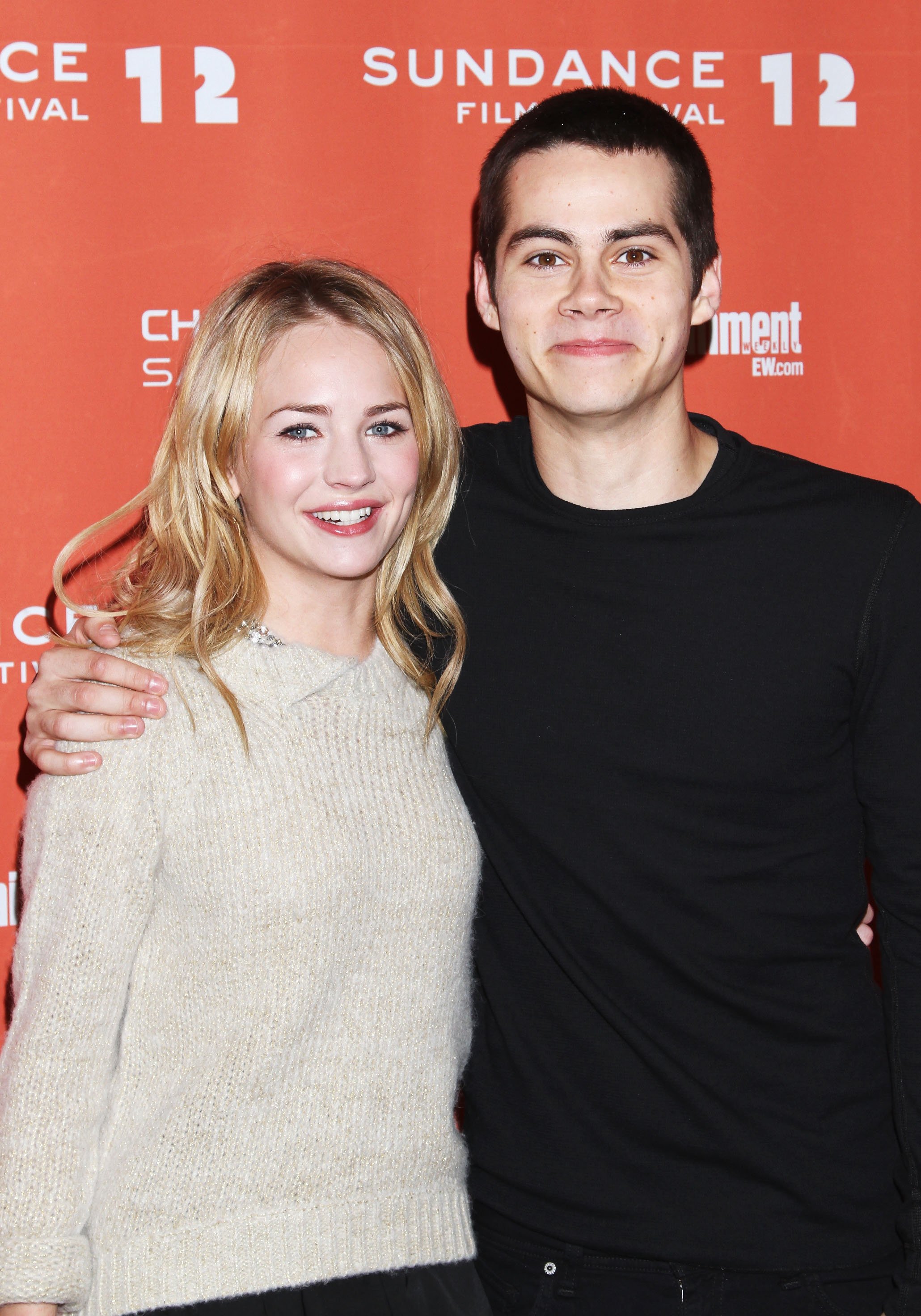 Britt Robertson and Dylan O'Brien are photographed as they arrive at "The First Time" Premiere during the 2012 Sundance Film Festival at Eccles Center Theatre on January 21, 2012, in Park City, Utah | Source: Getty Images
