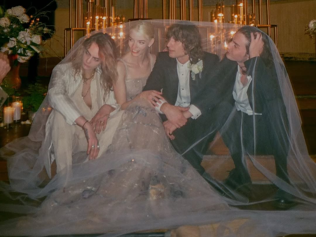 Anya Taylor-Joy And Malcolm McRae on their wedding day with others from a post dated April 2, 2024. | Source: Instagram/anyataylorjoy