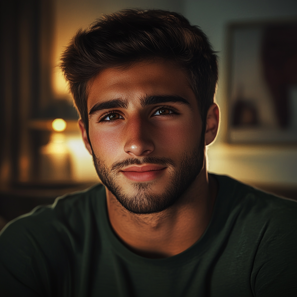 An emotional man smiling | Source: Midjourney