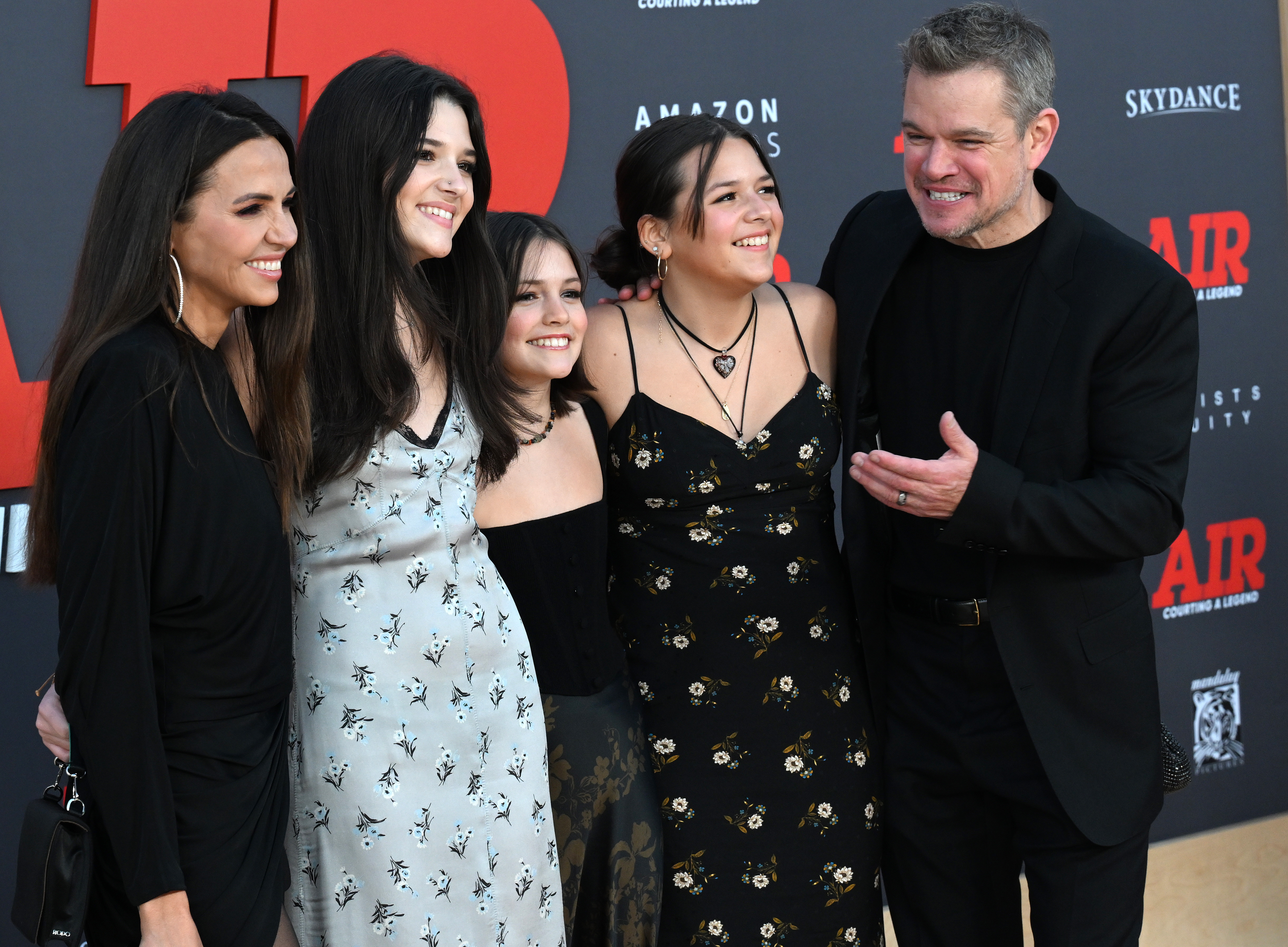 Matt Damon and family arrive for Amazon Studios' world premiere of "Air" at Regency Village Theatre on March 27, 2023 in Los Angeles, California. | Source: Getty Images