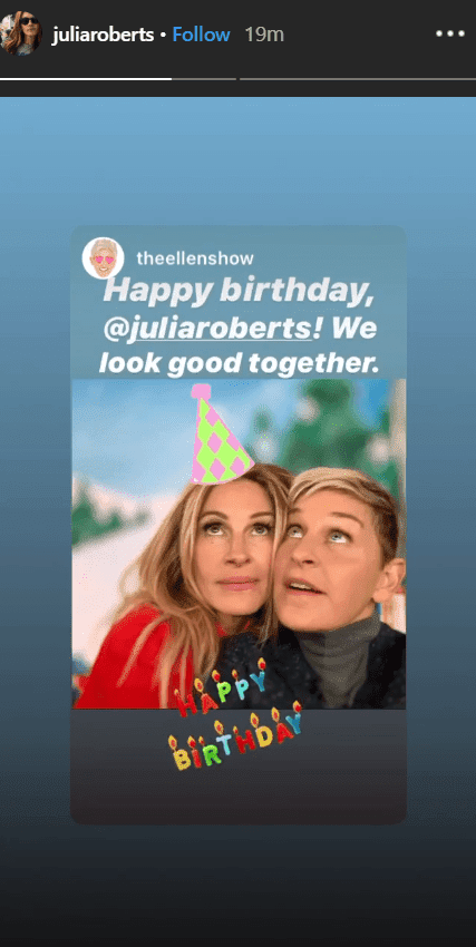 An Instagram story of Julia Roberts | Photo: Instagram/@Juliaroberts