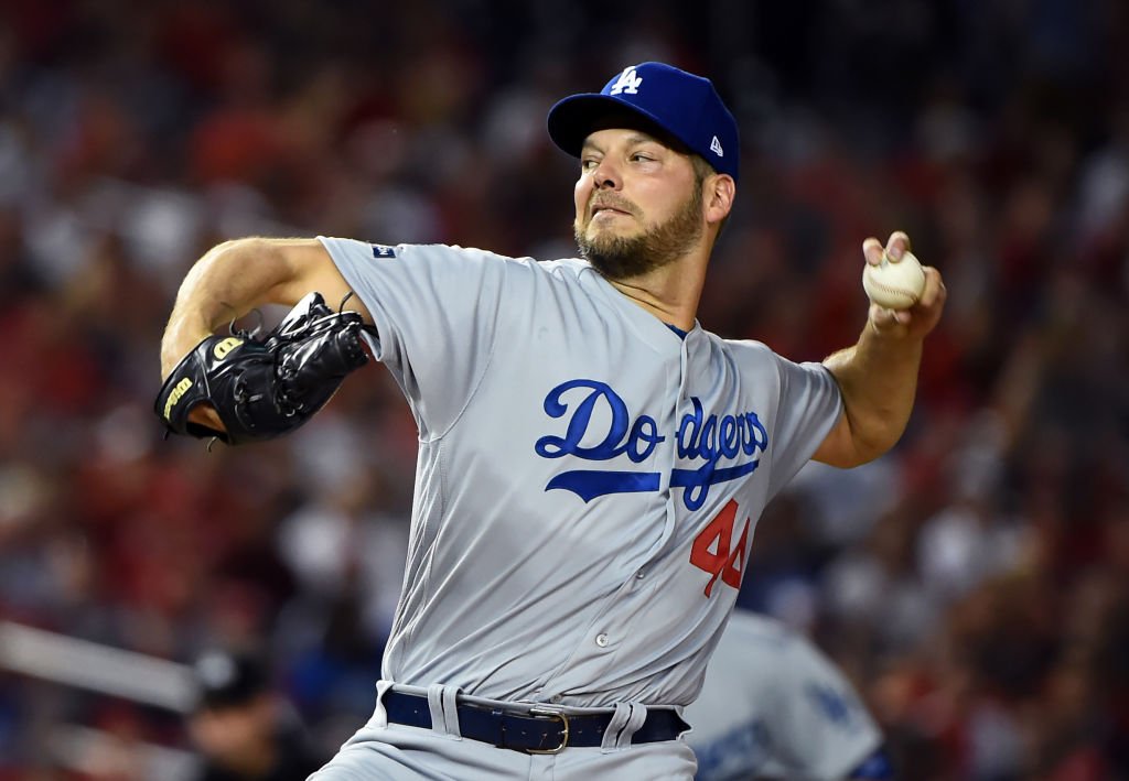 Rich Hill #44 delivers in the first inning against the Washington Nationals on October 07, 2019 | Photo: Getty Images