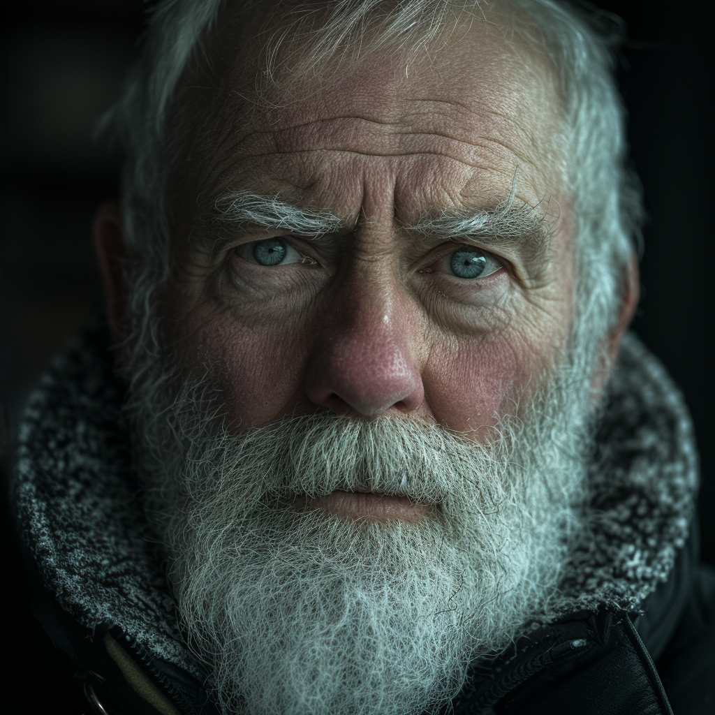 A bearded older man with a serious expression on his face | Source: Midjourney