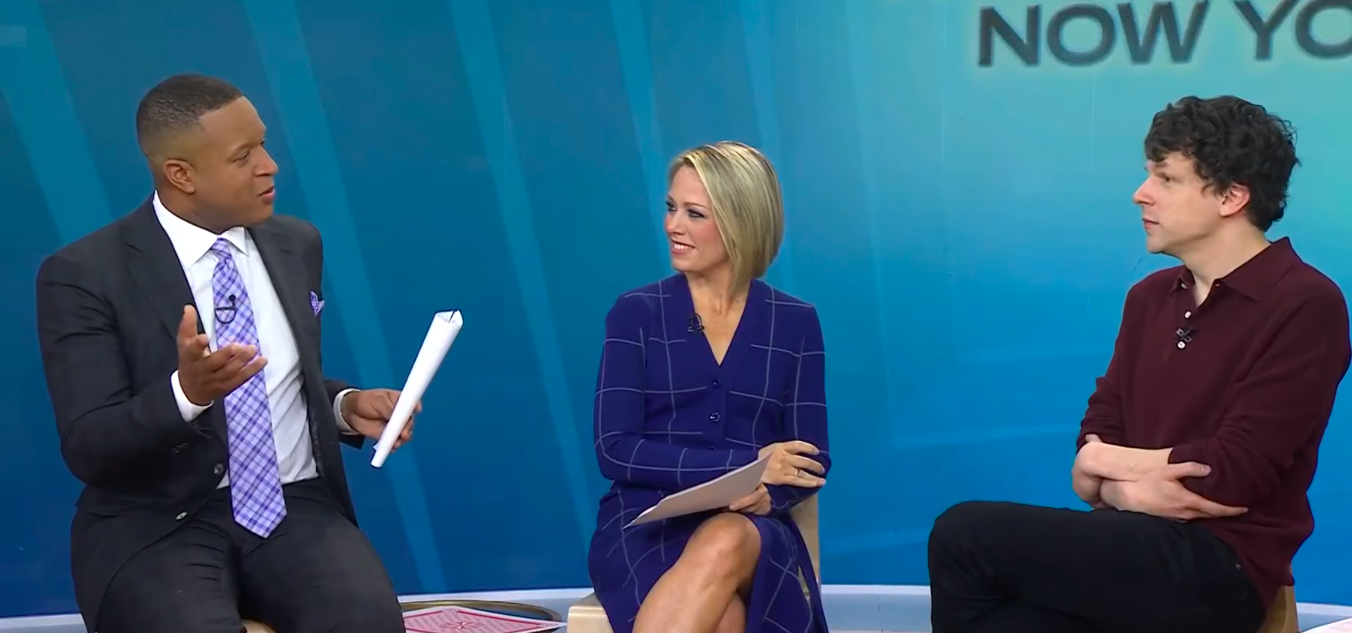 Craig Melvin recounting a blood donation story that Jesse Eisenberg was involved in, as another "Today" co-host looks on, posted on October 30, 2025. | Source: YouTube/Today