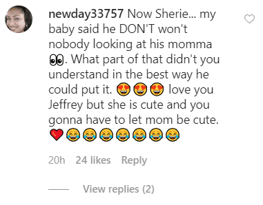 A fan comments on a video of Sherri Shepherd's son scolding her for wearing leggings | Source: Instagram.com/sherrieshepherd