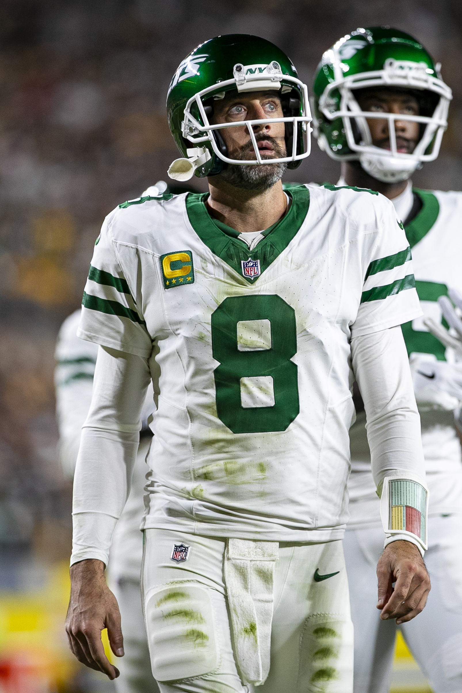 Aaron Rodgers during the regular season NFL football game on October 20, 2024, in Pittsburgh, Pennsylvania. | Source: Getty Images