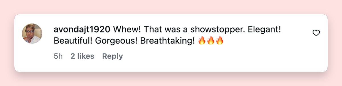 Fan comment about Erica Campbell's vow renewal dress, posted on May 18, 2026. | Source: Instagram/bridesbynona