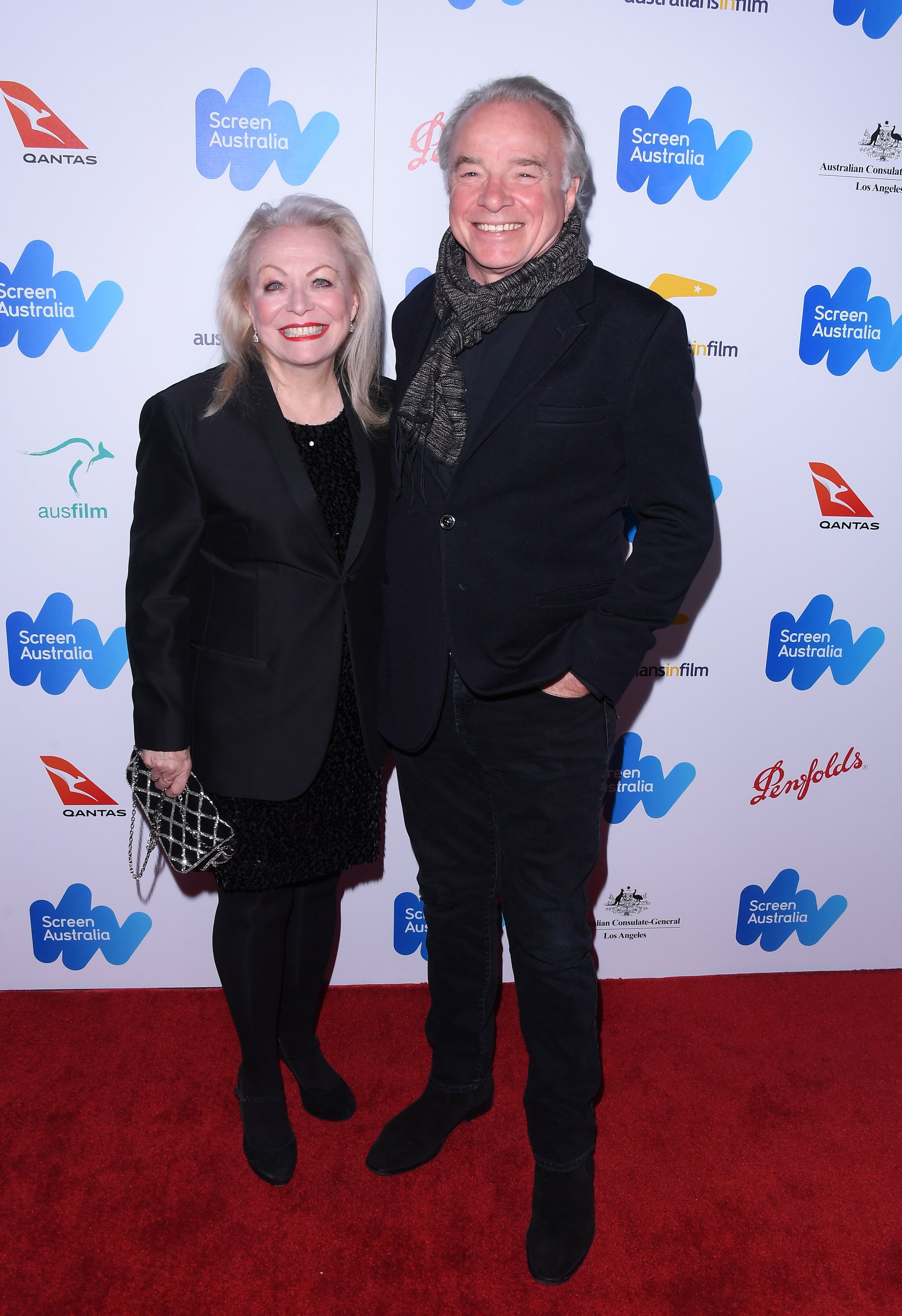 Jacki Weaver and Sean Taylor are photographed at the Australian Oscar Nominees reception on February 24, 2017, in Los Angeles | Source: Getty Images