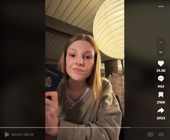 A screenshot of Hunter Schafer taken from a TikTok video dated February 22, 2025. | Source: TikTok/Hunter Schafer