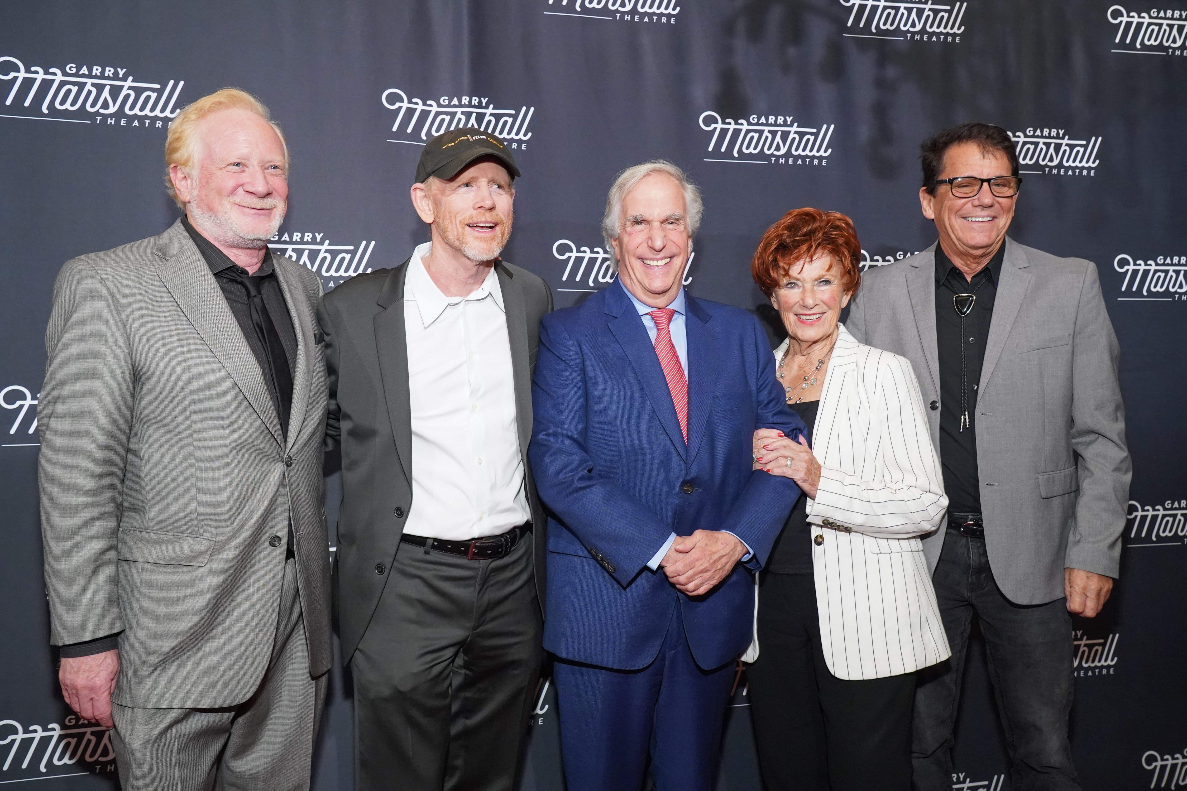 Original cast of "Happy Days," Don Most, Ron Howard, Henry Winkler, Marion Ross, and Anson Williams at the Garry Marshall Theatre's 3rd Annual Founder's Gala on November 13, 2019, in Los Angeles | Source: Getty Images