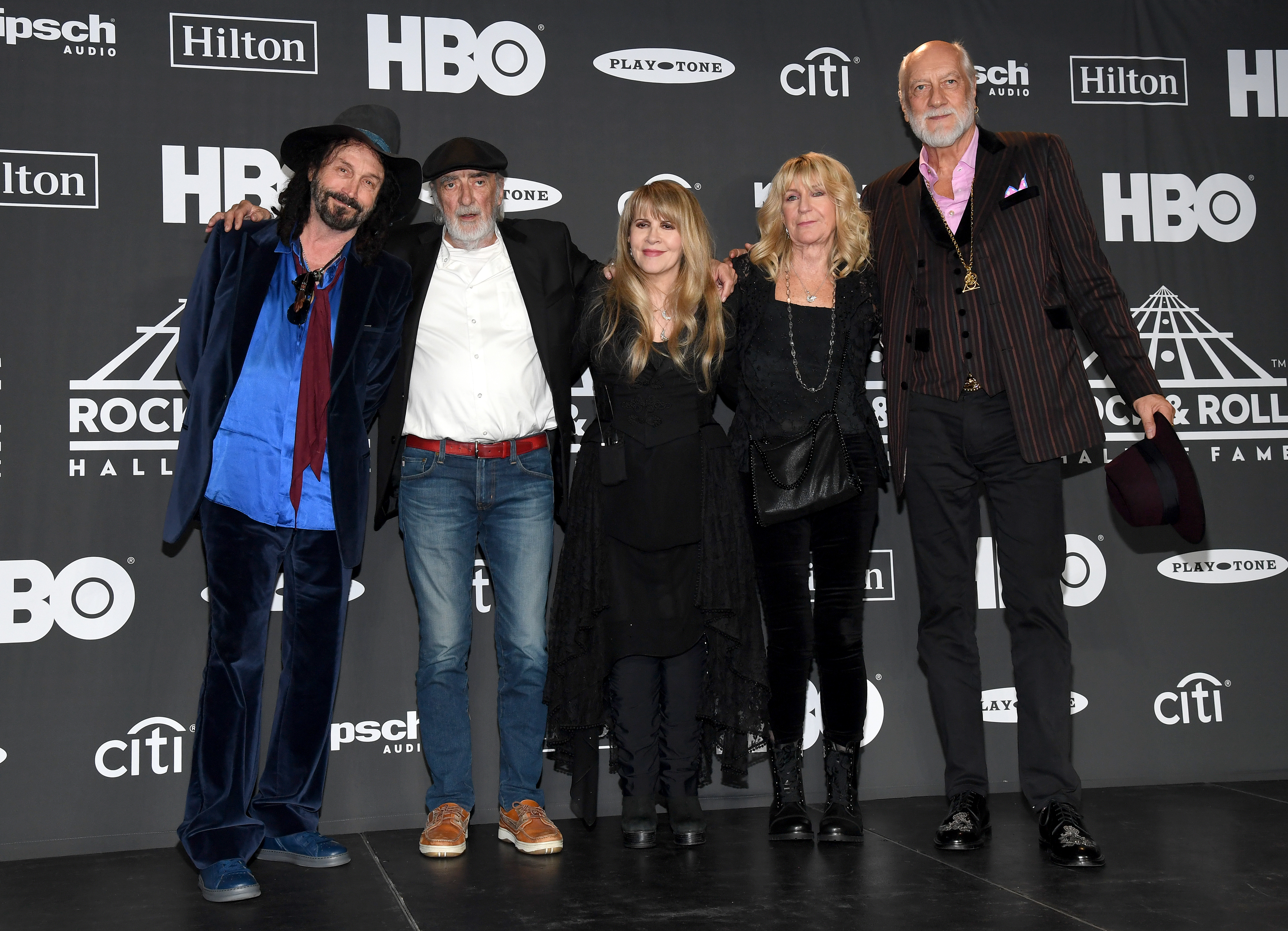 Mike Campbell, John McVie, inductee Stevie Nicks, Christine McVie and Mick Fleetwood of Fleetwood Mac attend the 2019 Rock & Roll Hall Of Fame Induction Ceremony at Barclays Center on March 29, 2019, in New York City. | Source: Getty Images