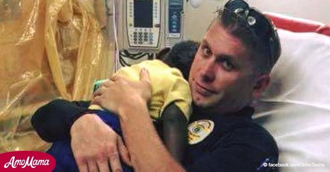  'He needed somebody': Heartwarming photo of police officer comforting little boy went viral