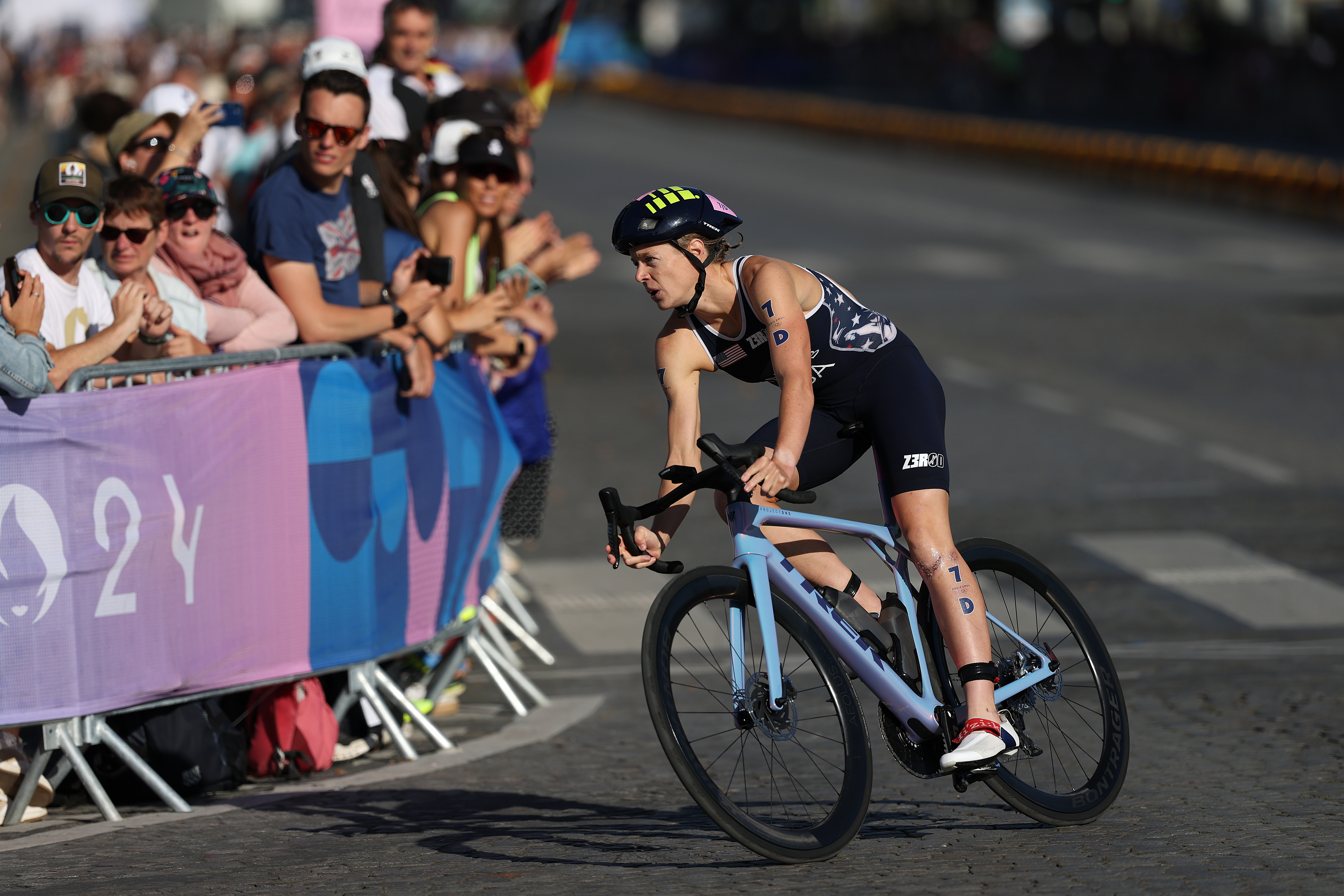 Taylor Knibb competing in the Mixed Relay on day ten of the Olympic Games in Paris, France on August 5, 2024 | Source: Getty Images