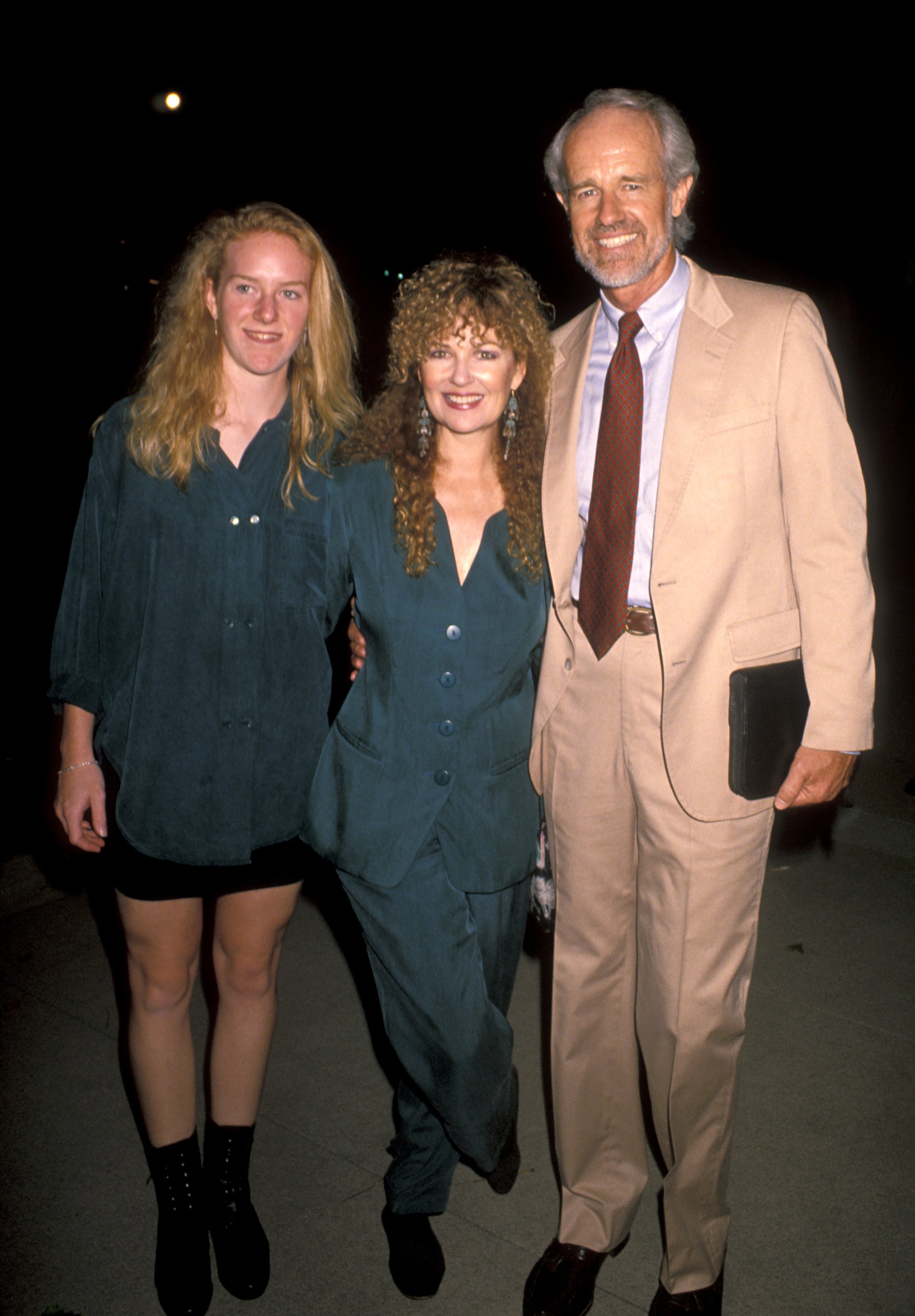 Shelly Fabares, Mike Farrell and Erin Farrell attend the 'ABC Fall Premiere Party' on September 12, 1990 at UCLA ┃Source: Getty Images