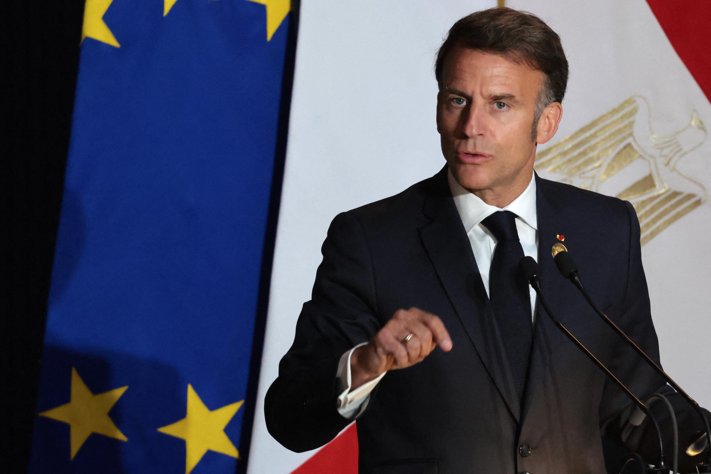 France's President Emmanuel Macron addresses the guests during the inauguration ceremony of the new Senghor University campus in Borg el-Arab on May 9, 2026 | Source: Getty Images