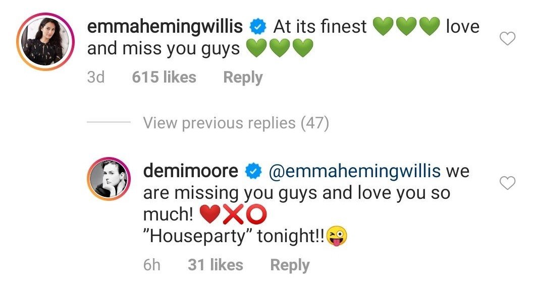A comment made by Emma on Demi Moore's post | Photo: Instagram/@demimoore