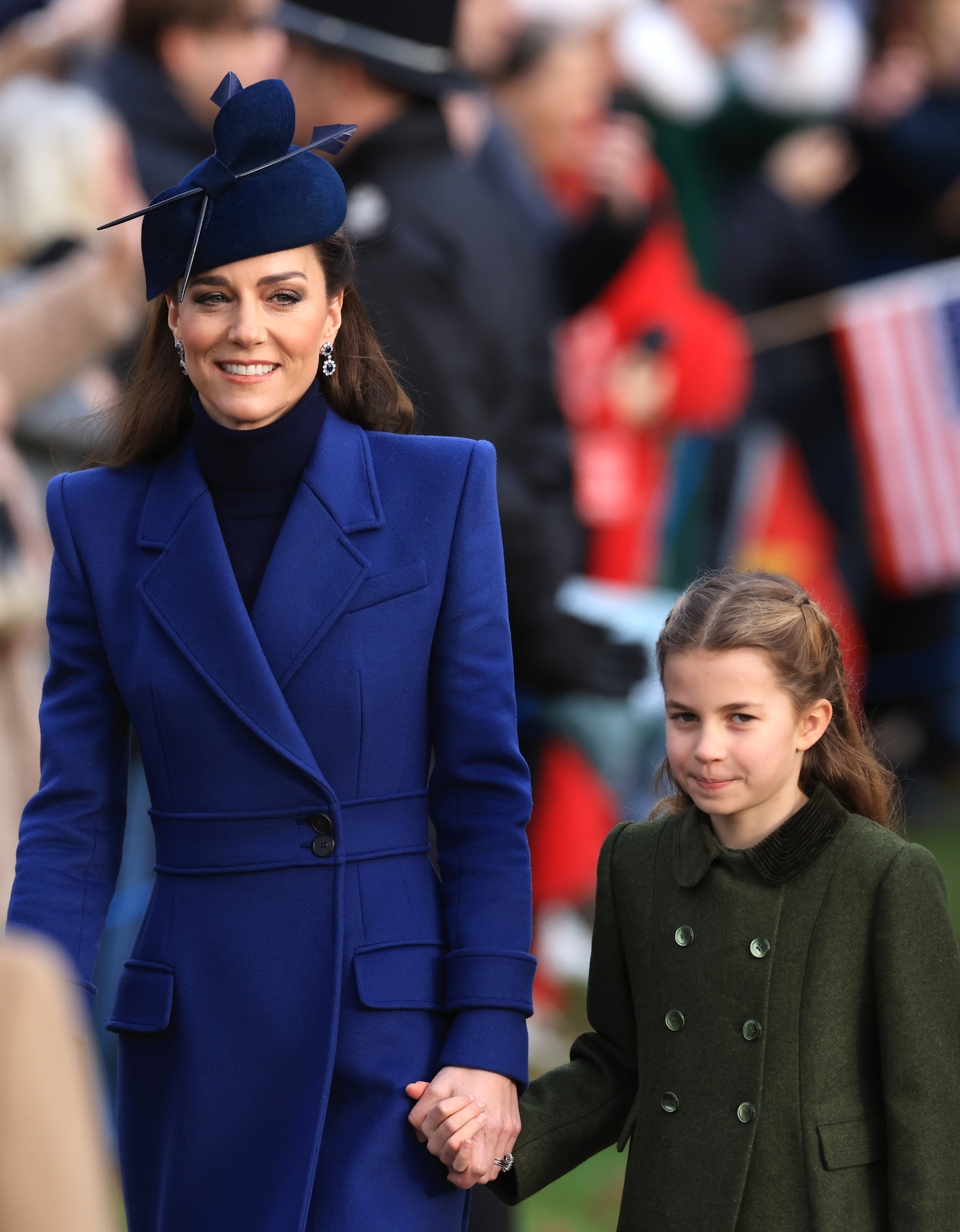 Catherine, Princess of Wales and Princess Charlotte attend the Christmas Morning Service at Sandringham Church on December 25, 2023 in Sandringham, Norfolk. | Source: Getty Images