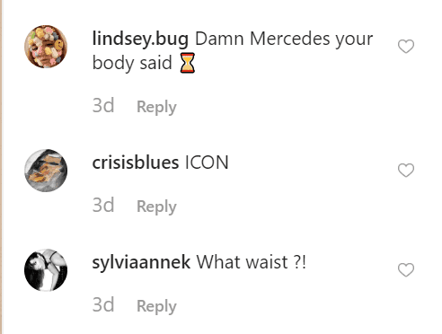 Fan comments on Mercedes post | Instagram: @mercedeskilmer 