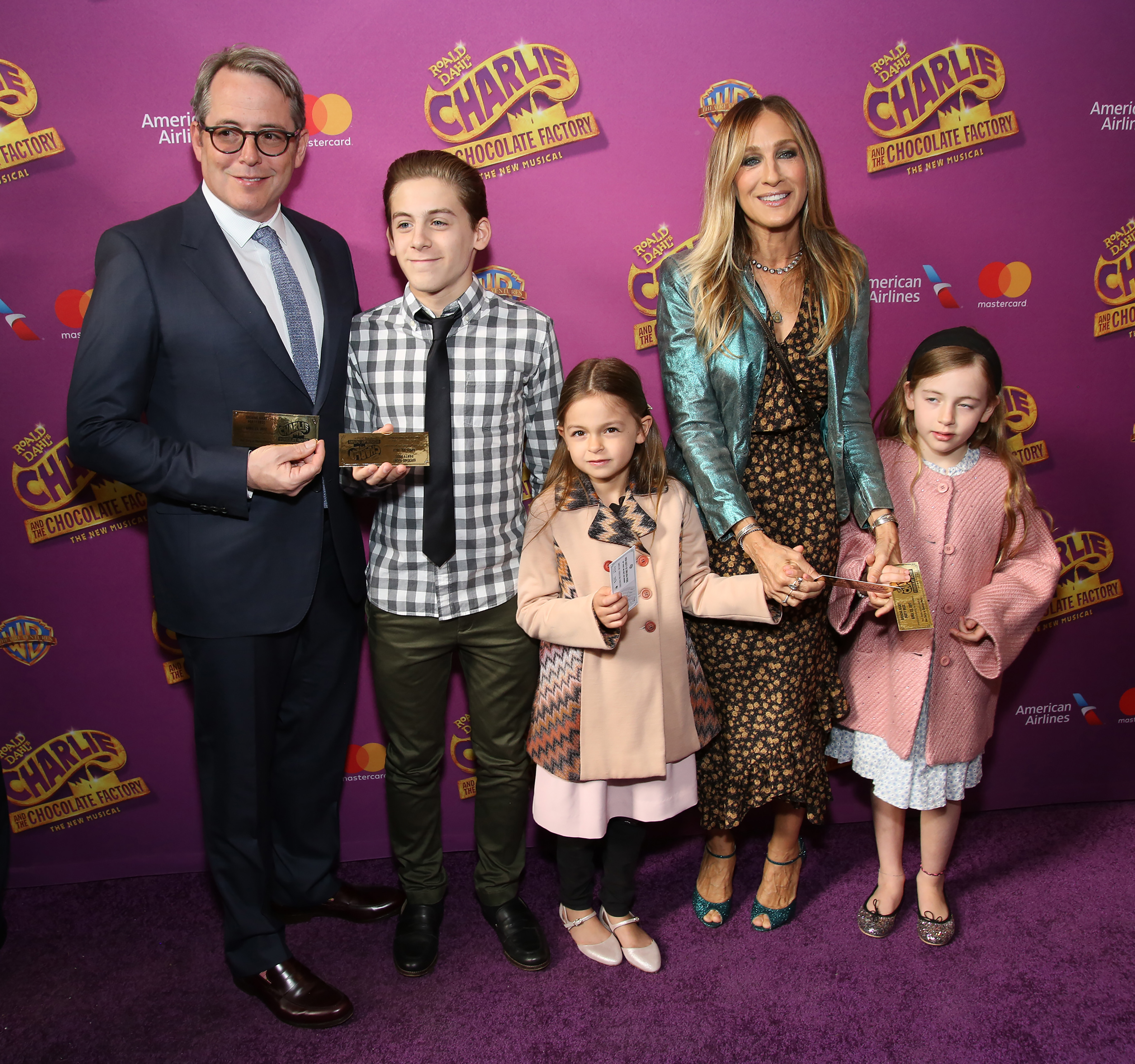 Matthew Broderick, James Wilkie Broderick, Sarah Jessica Parker, Marion Loretta Broderick, and Tabitha Broderick on April 23, 2017 in New York City | Source: Getty Images