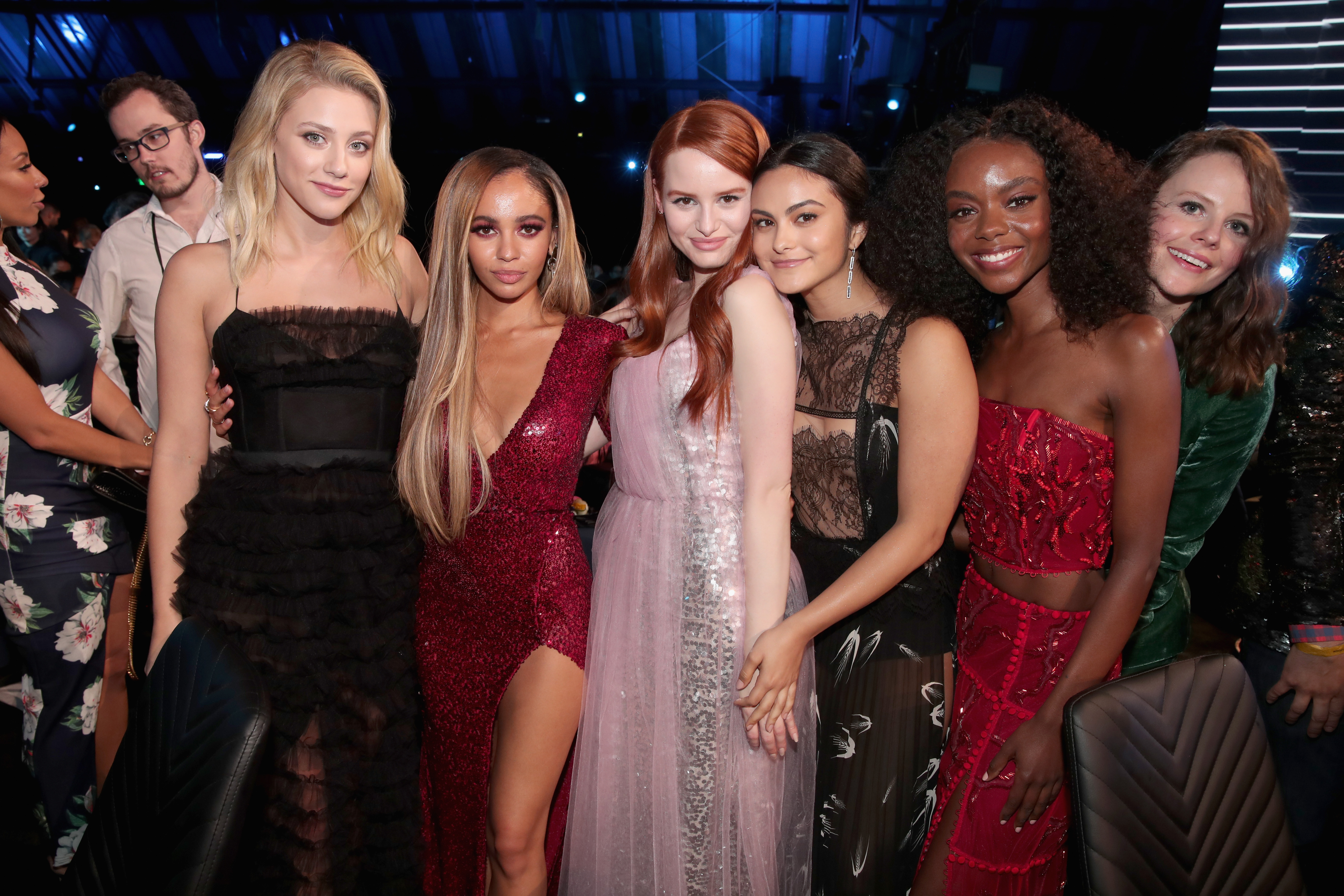 Lili Reinhart, Vanessa Morgan, Madelaine Petsch, Camila Mendes, and Ashleigh Murray at the MTV Movie And TV Awards held at Barker Hangar in Santa Monica, CA, on June 16, 2018. | Source: Getty Images
