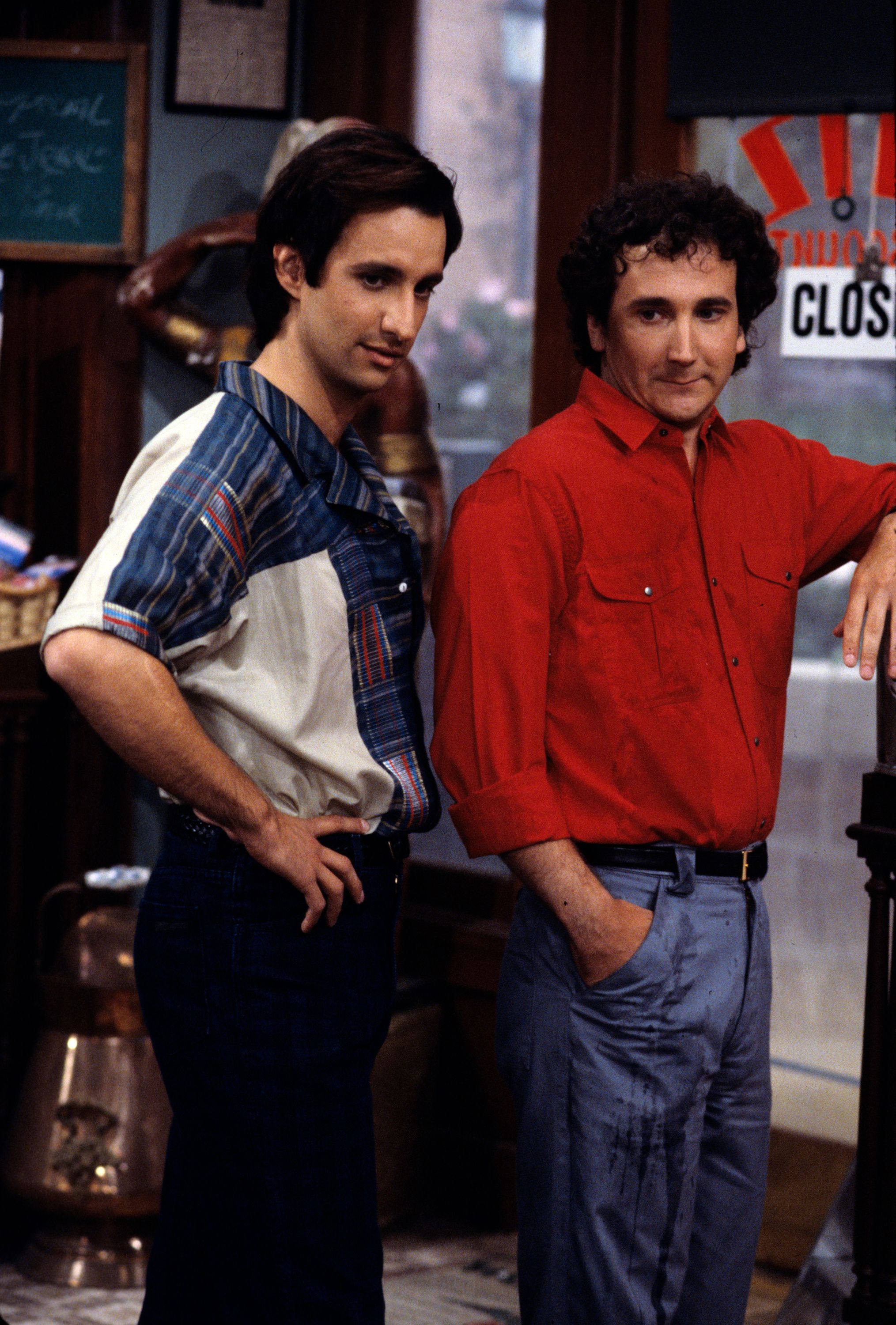 On an Episode of the Season 2 of "Perfect Strangers," Balki (Bronson Pinchot) and Larry (Mark Linn-Baker) join a health club on September 24, 1986 | Photo: Getty Images