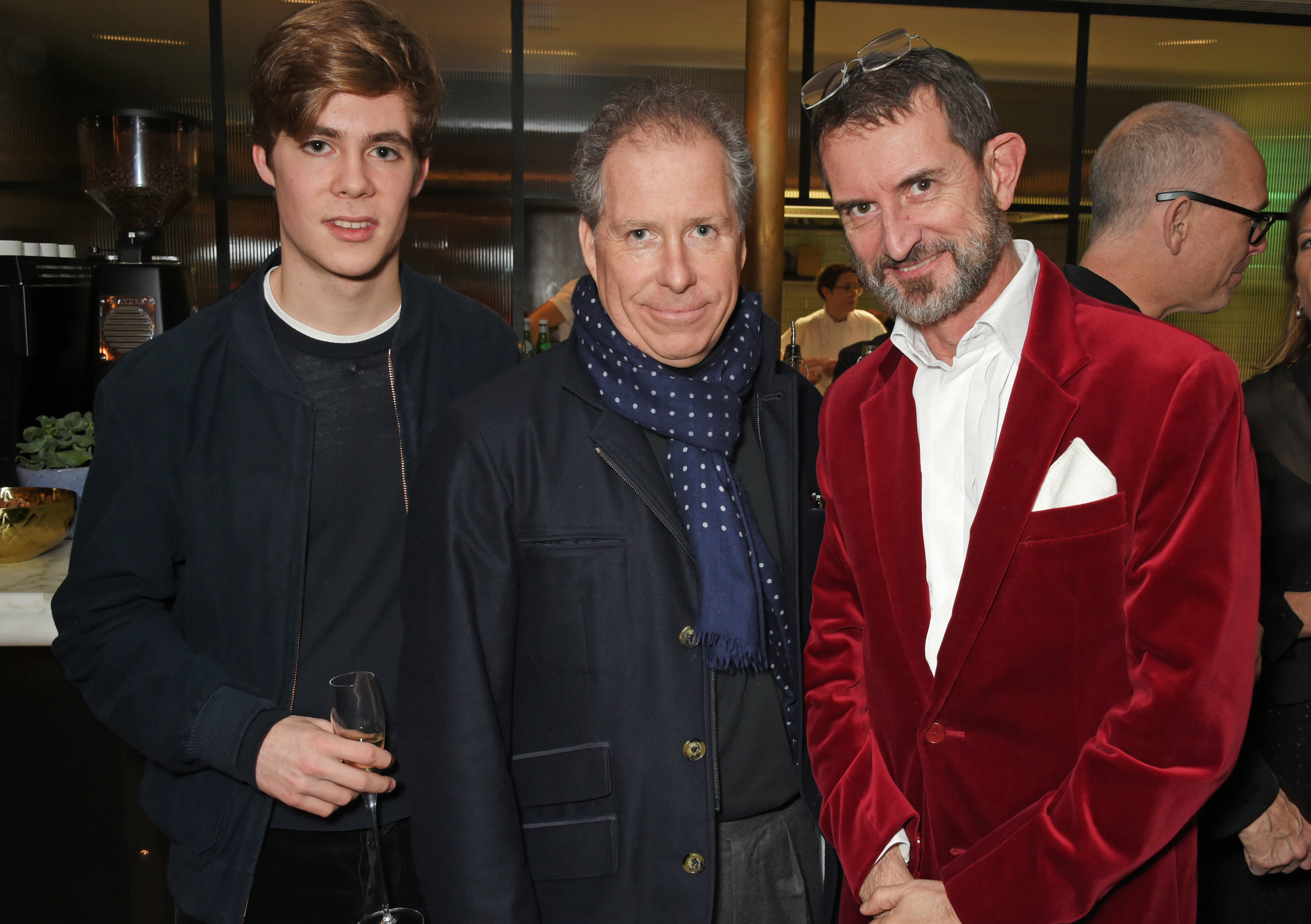 Charles Armstrong-Jones, David Armstrong-Jones and Manfredi della Gherardesca attend Alexander Dundas's 18th birthday party on December 16, 2017 in London, England. | Source: Getty Images
