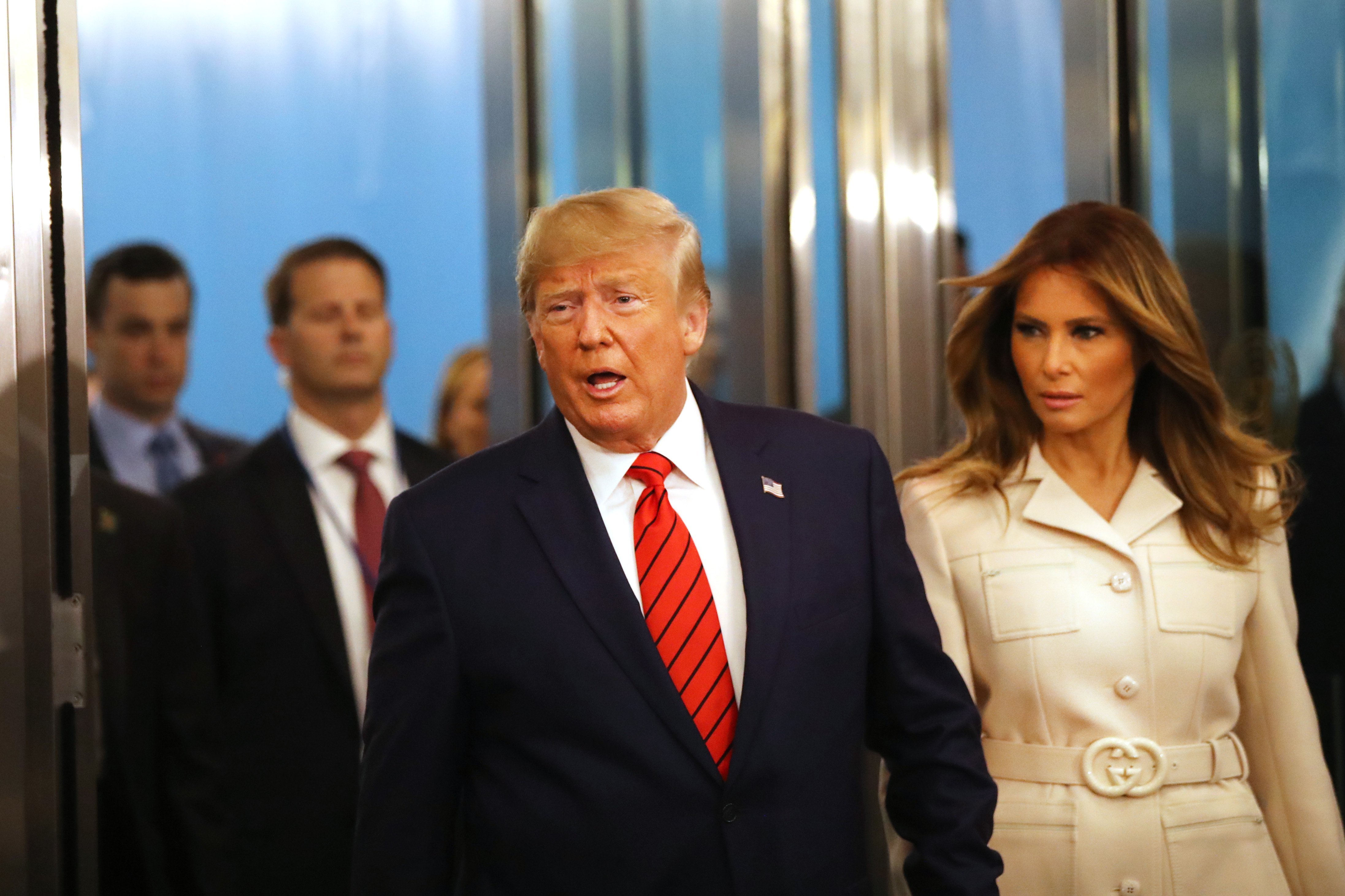 Donald Trump, accompanied by first lady Melania Trump, speaks to the media at the United Nations (U.N.) General Assembly on September 24, 2019 | Photo: GettyImages