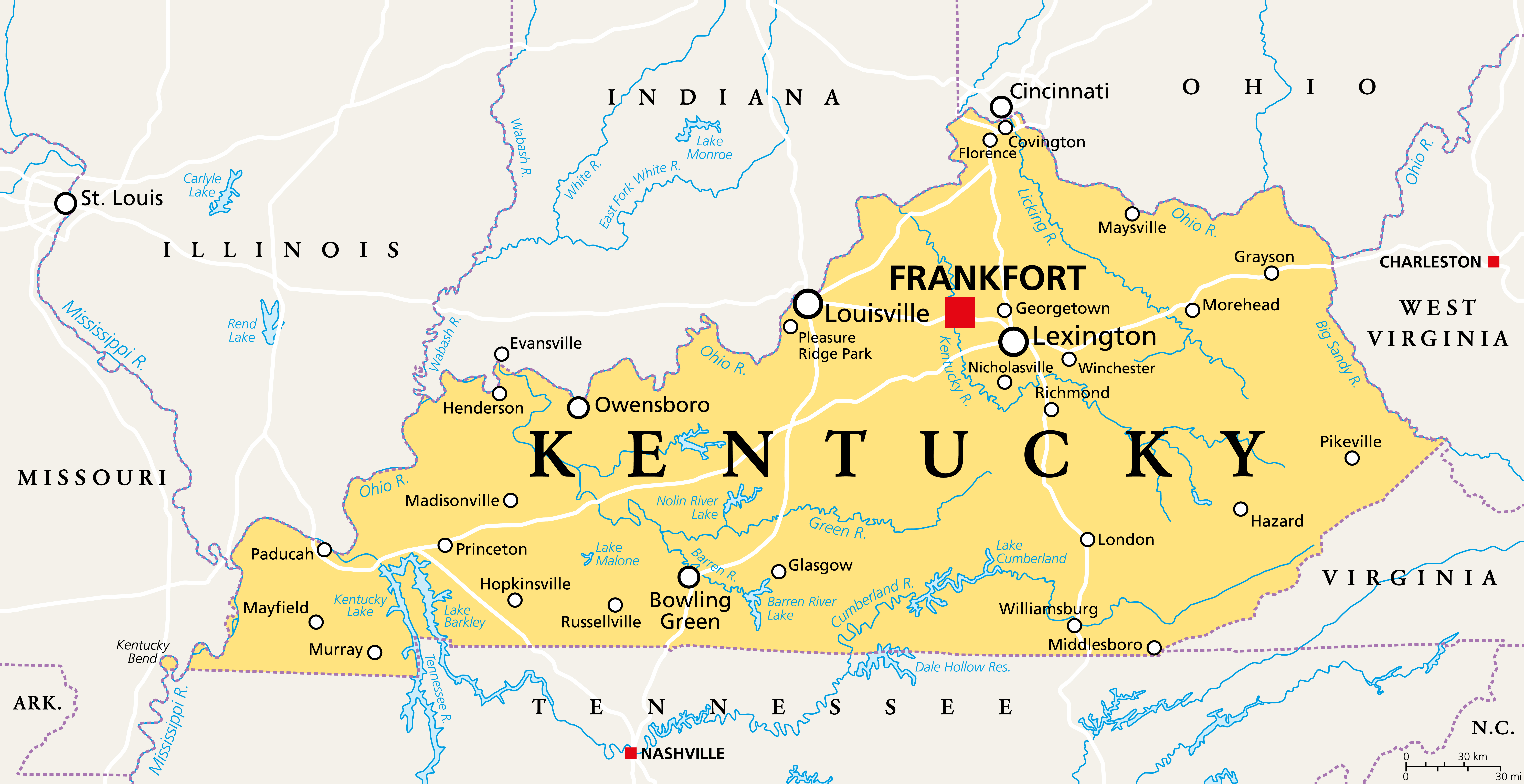 Kentucky, KY, politische Karte | Quelle: Getty Images
