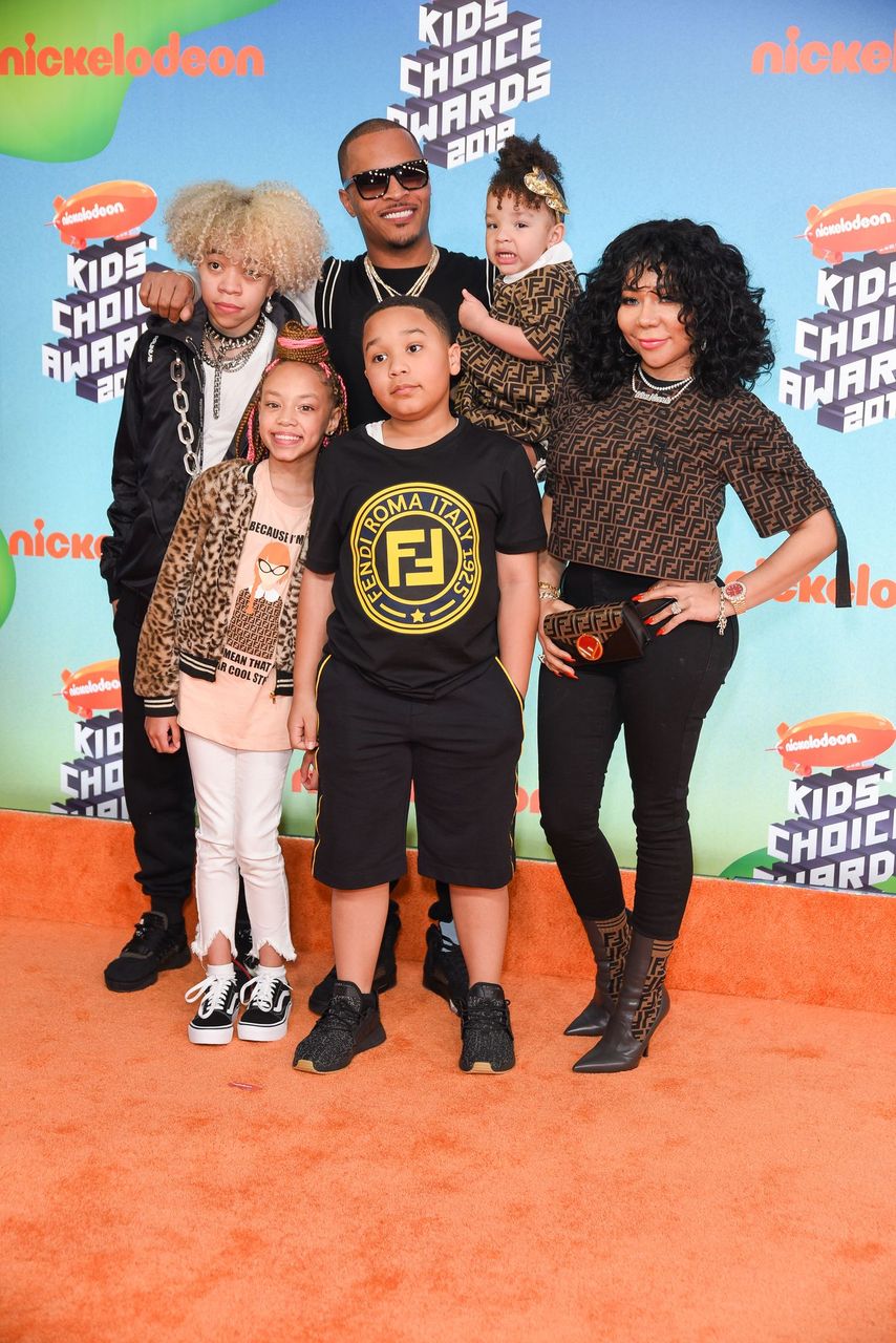 Tiny and her kids, Clifford 'King' Joseph Harris III, Layah Amore Harris, Major Philant Harris and Heiress Diana Harris attend Nickelodeon's 2019 Kids' Choice Awards at Galen Center on March 23, 2019 in Los Angeles, California. | Source: Getty Images