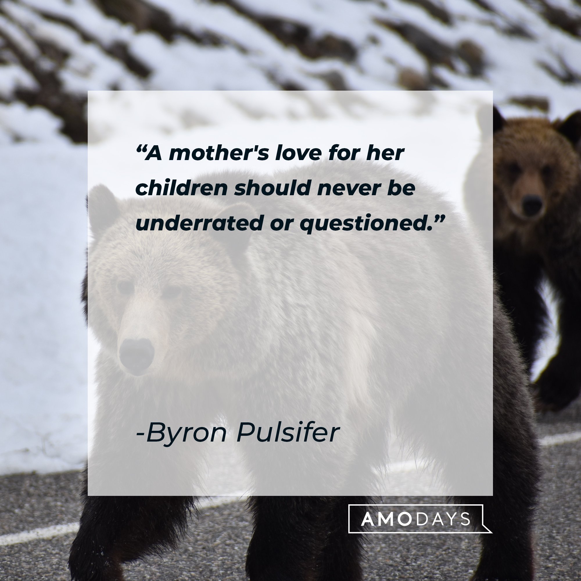 Byron Pulsifer's quote: "A mother's love for her children should never be underrated or questioned." | Image: AmoDays