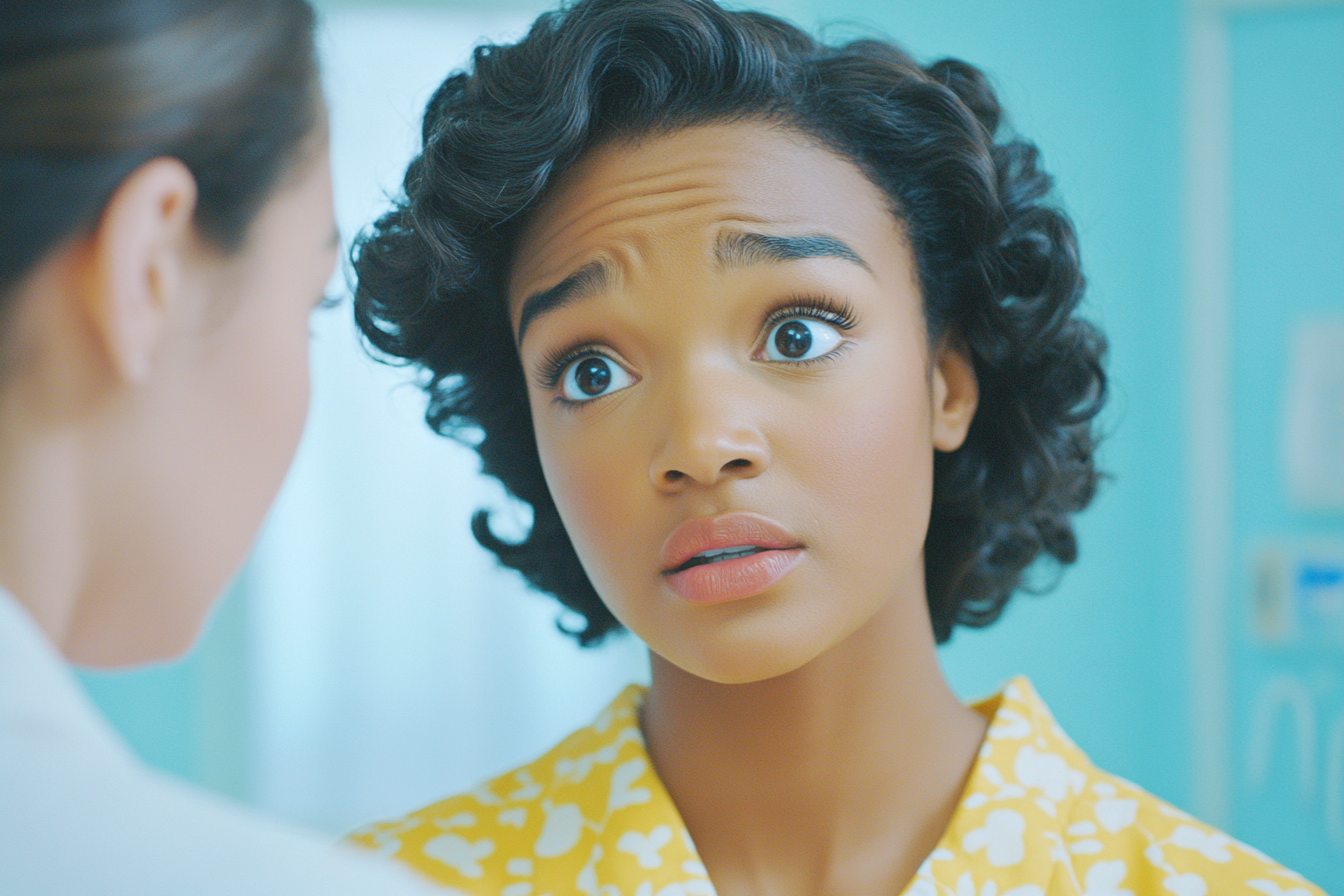 An upset woman talking to a doctor | Source: Midjourney