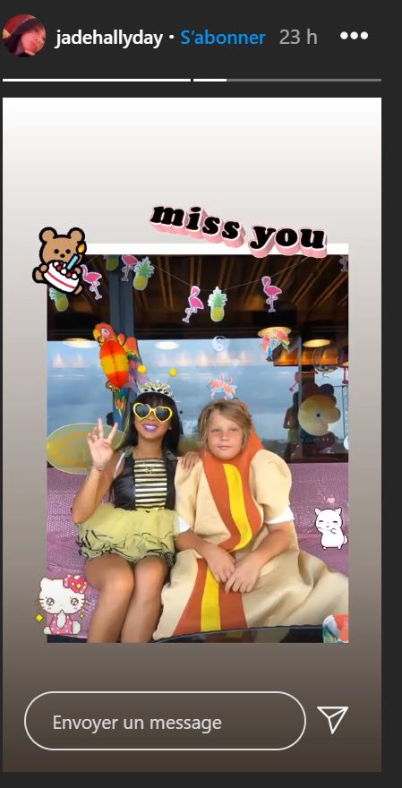 Capture d'écran de la story Instagram de Jade Hallyday. - jadehallyday | Instagram