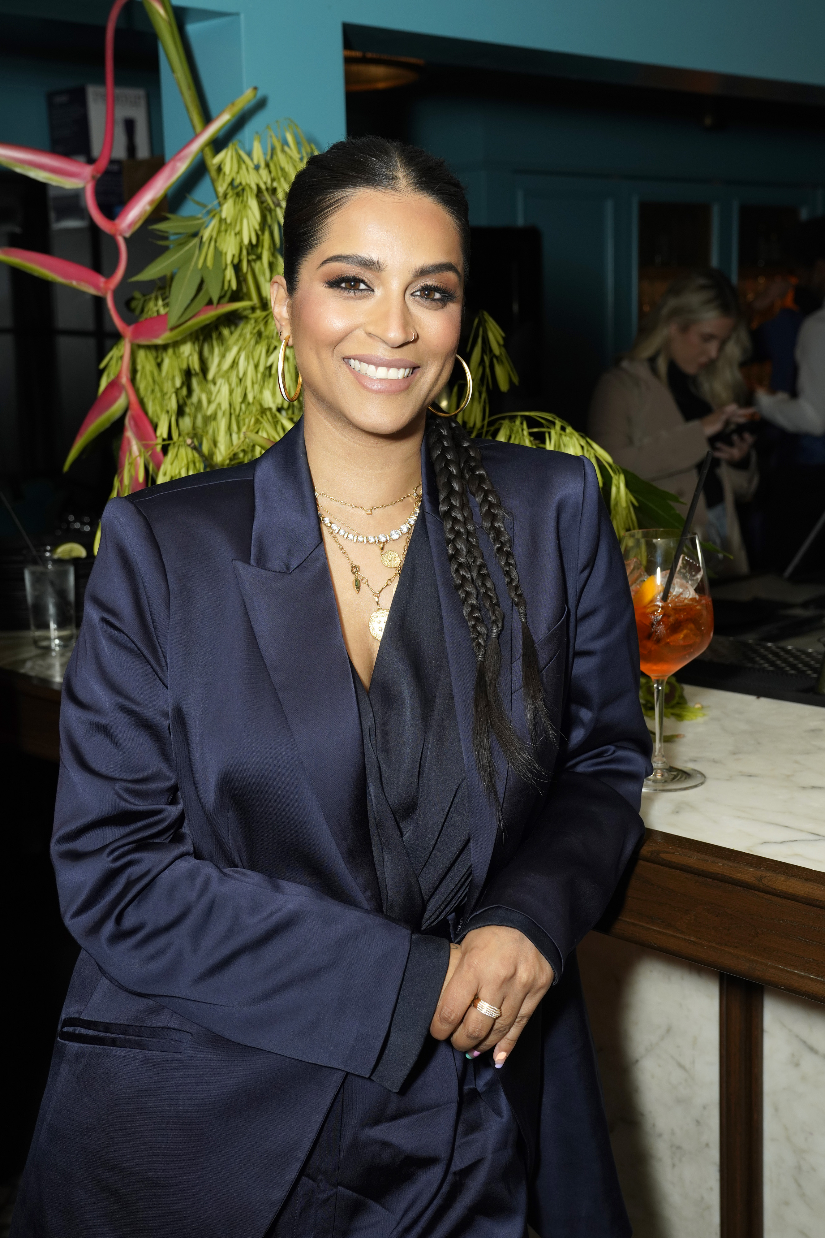 Lilly Singh poses as Mejuri and Sophia Bush host a Los Angeles dinner to celebrate the Year of Action Committee at Olivetta on March 29, 2023, in West Hollywood, California | Source: Getty Images