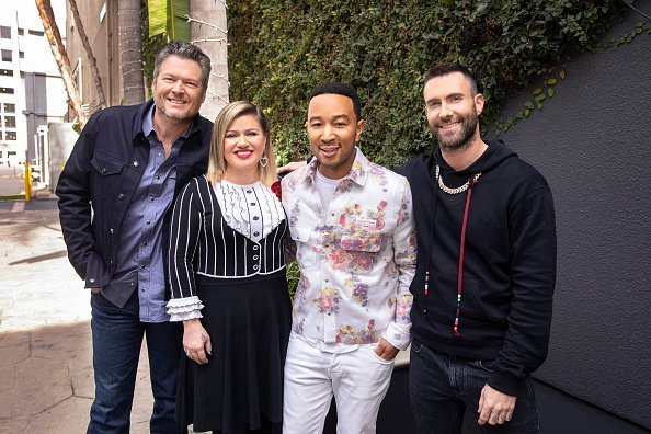 Blake Shelton, Kelly Clarkson, John Legend, Adam Levine at Universal Studios, Hollywood | Photo: Getty Images