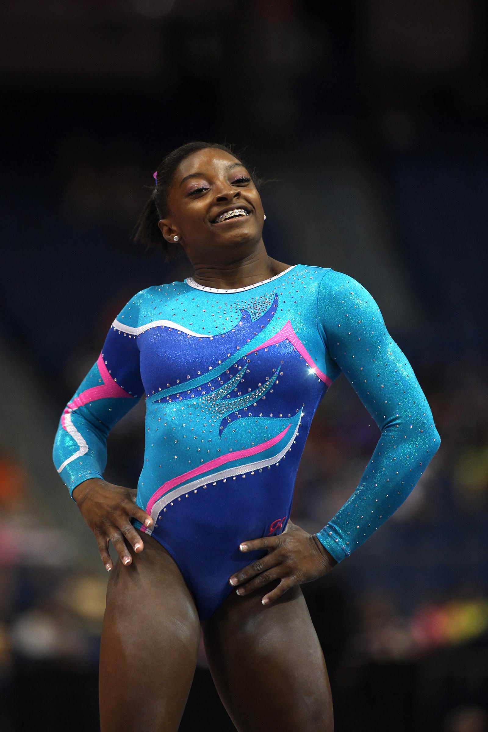 Simone Biles during the Floor Exercise at the Senior Women Competition at the P&G Gymnastics Championships in Hartford, Connecticut, on August 15, 2013 | Source: Getty Images